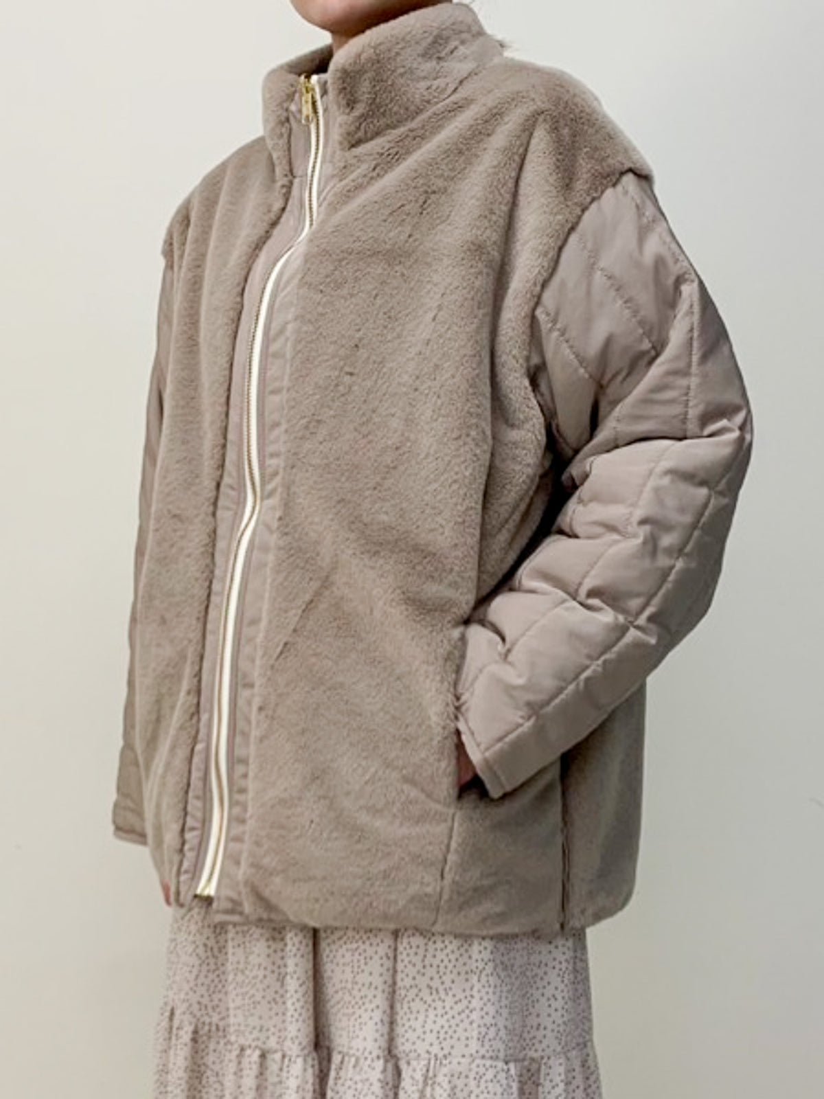 Reversible Boa & Quilted Coat (448)