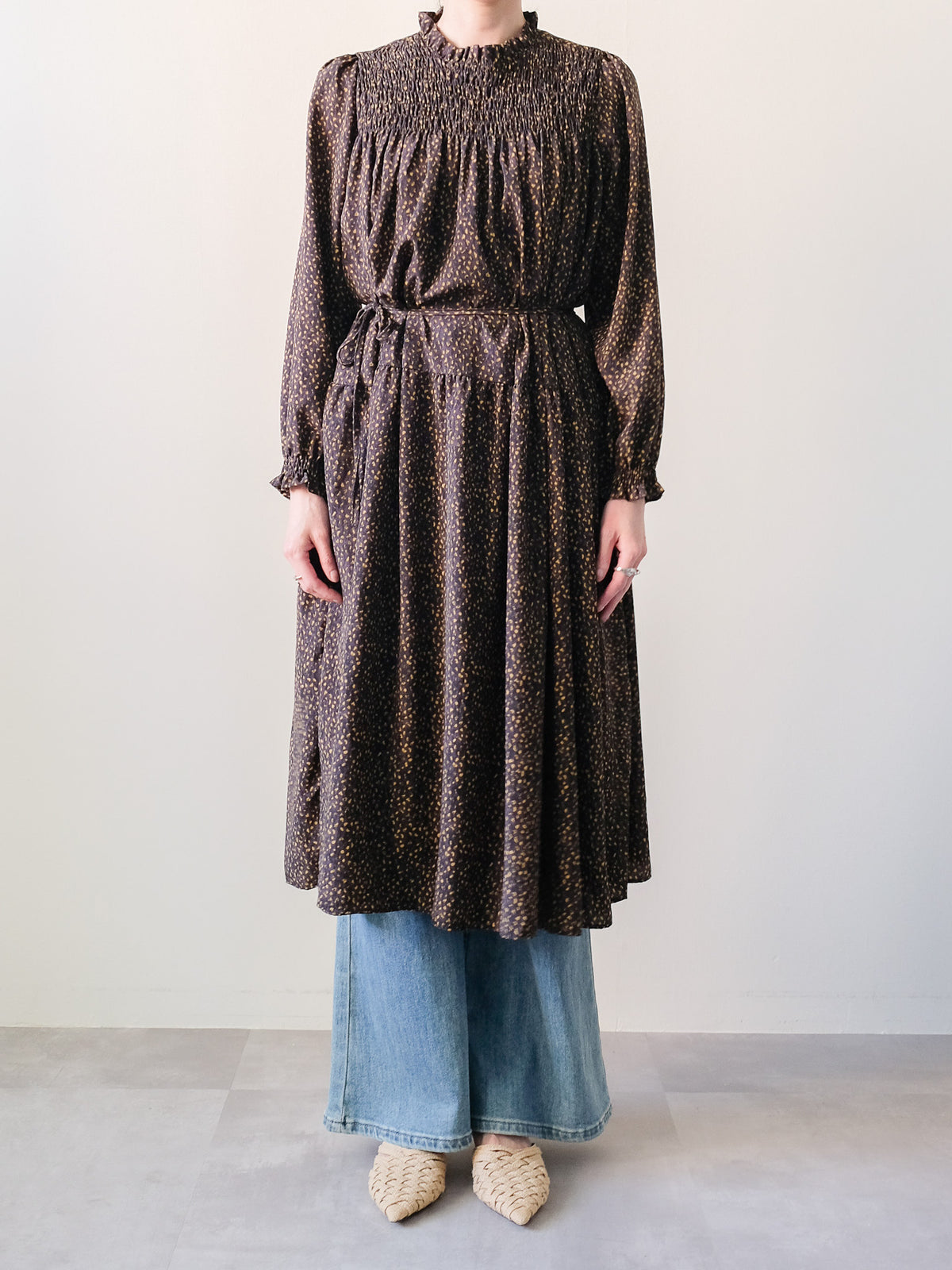 【予約商品】Shirring Dot Dress(シャーリングドットワンピース (601633)