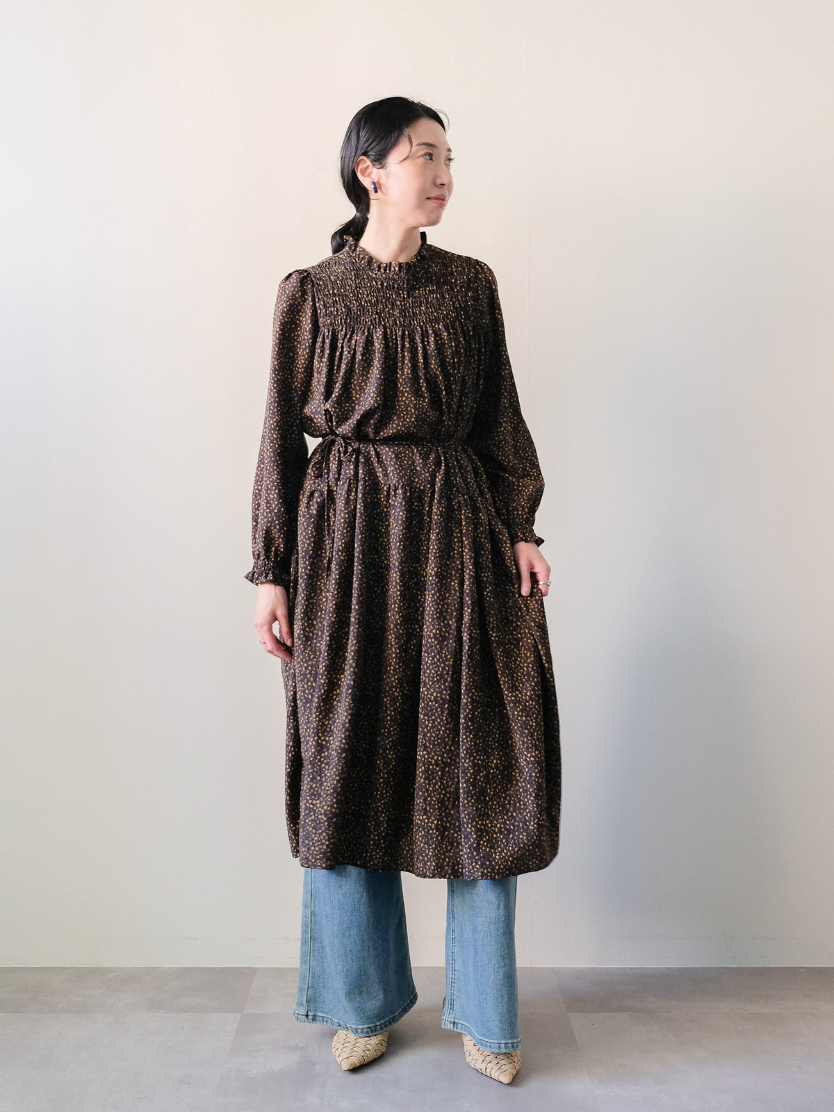 【予約商品】Shirring Dot Dress(シャーリングドットワンピース (601633)