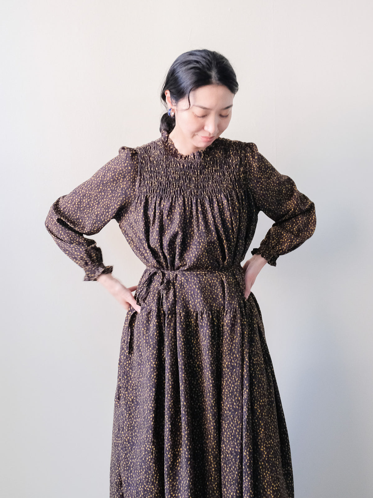 【予約商品】Shirring Dot Dress(シャーリングドットワンピース (601633)