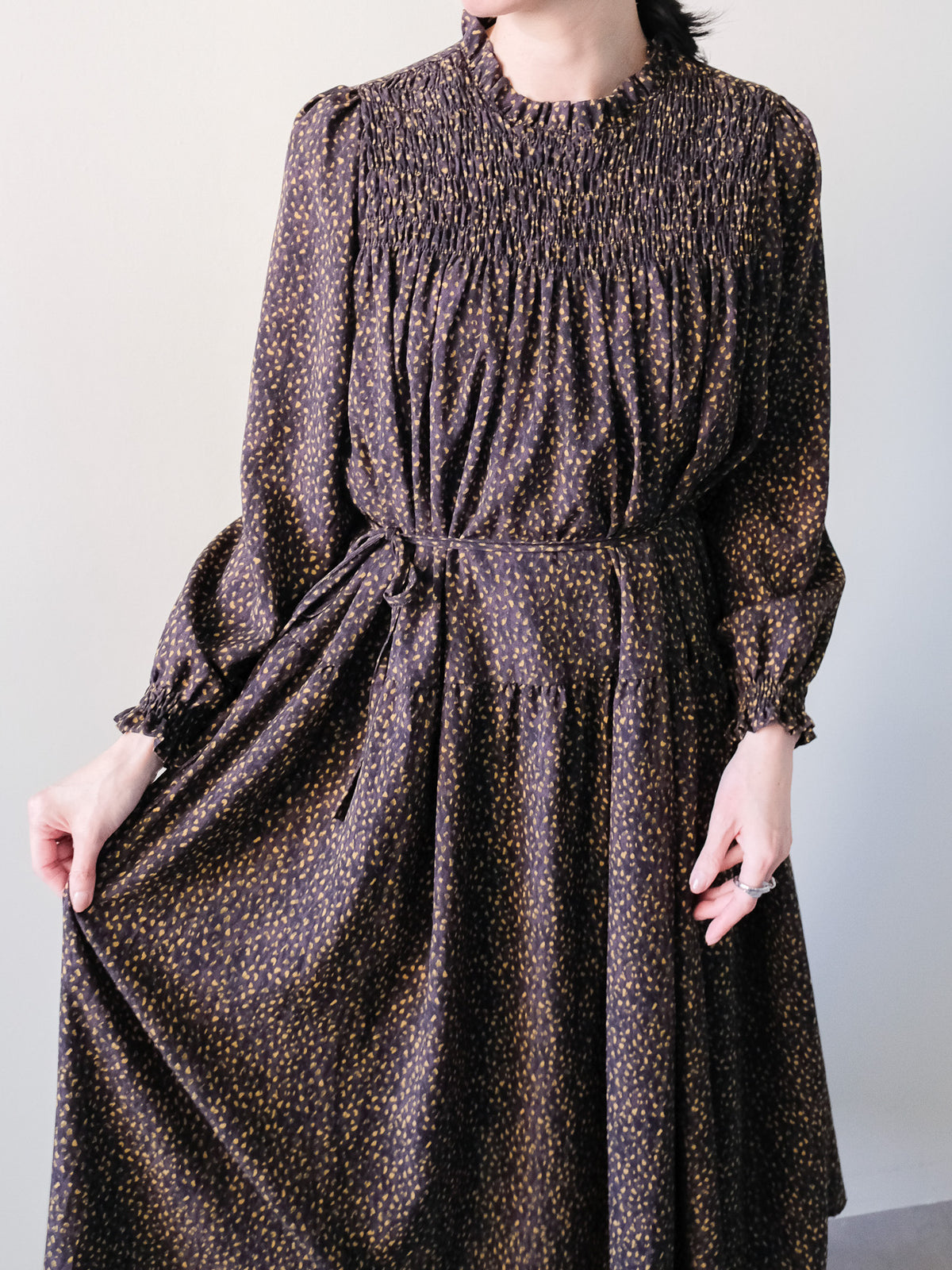 【予約商品】Shirring Dot Dress(シャーリングドットワンピース (601633)