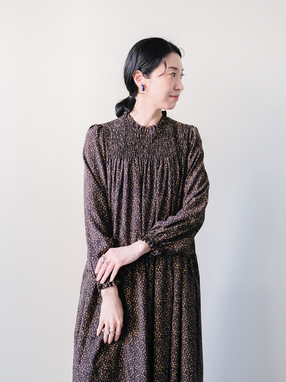 【予約商品】Shirring Dot Dress(シャーリングドットワンピース (601633)