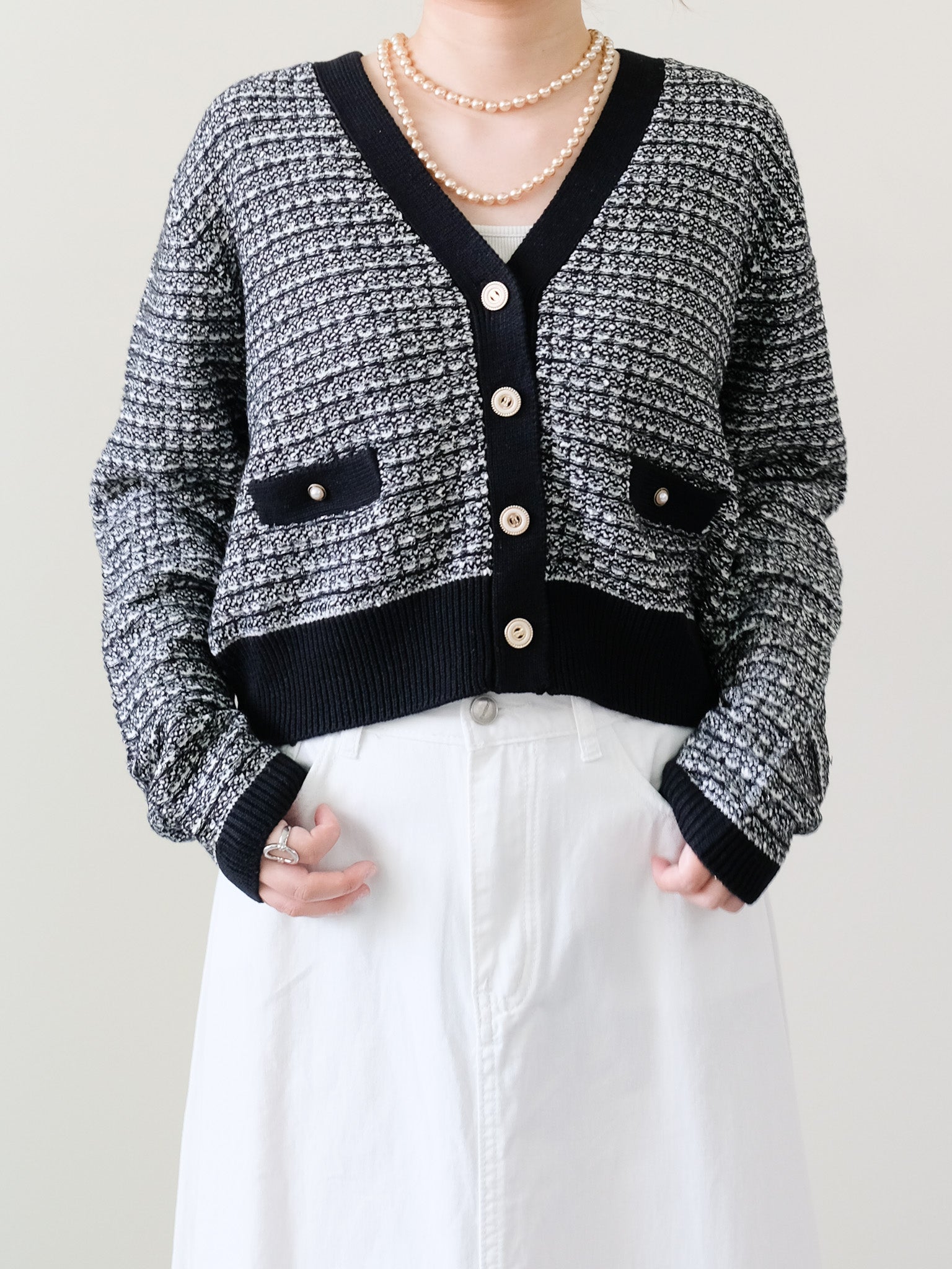 Mixed Yarn Knit Cardigan (455)