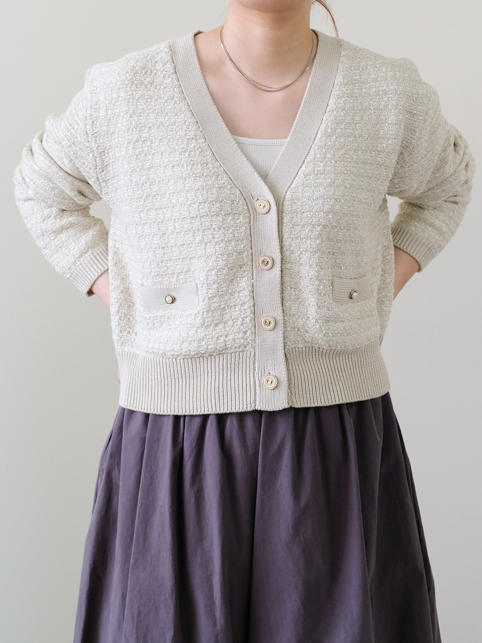 Mixed Yarn Knit Cardigan (455)