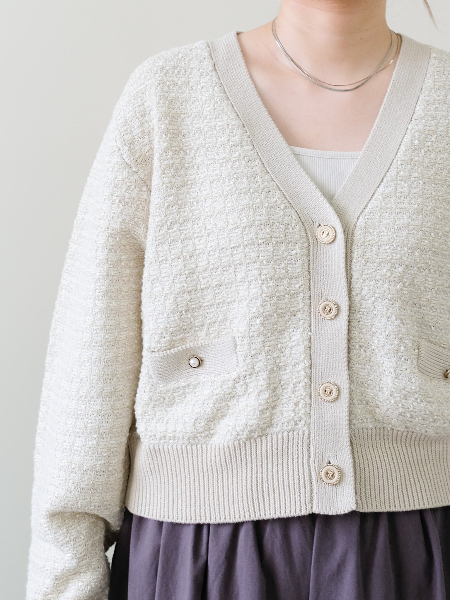 Mixed Yarn Knit Cardigan (455)