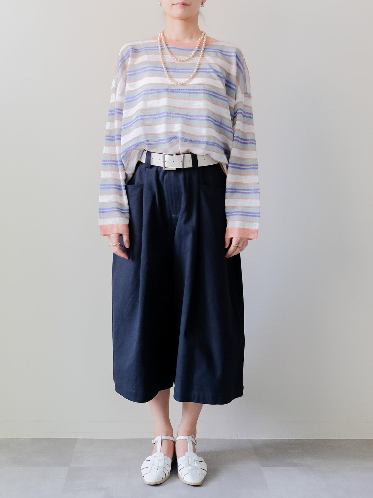 【予約商品】Belted Pleated Wide Half Pants(ベルト付きタックワイドハーフパンツ) (601619)