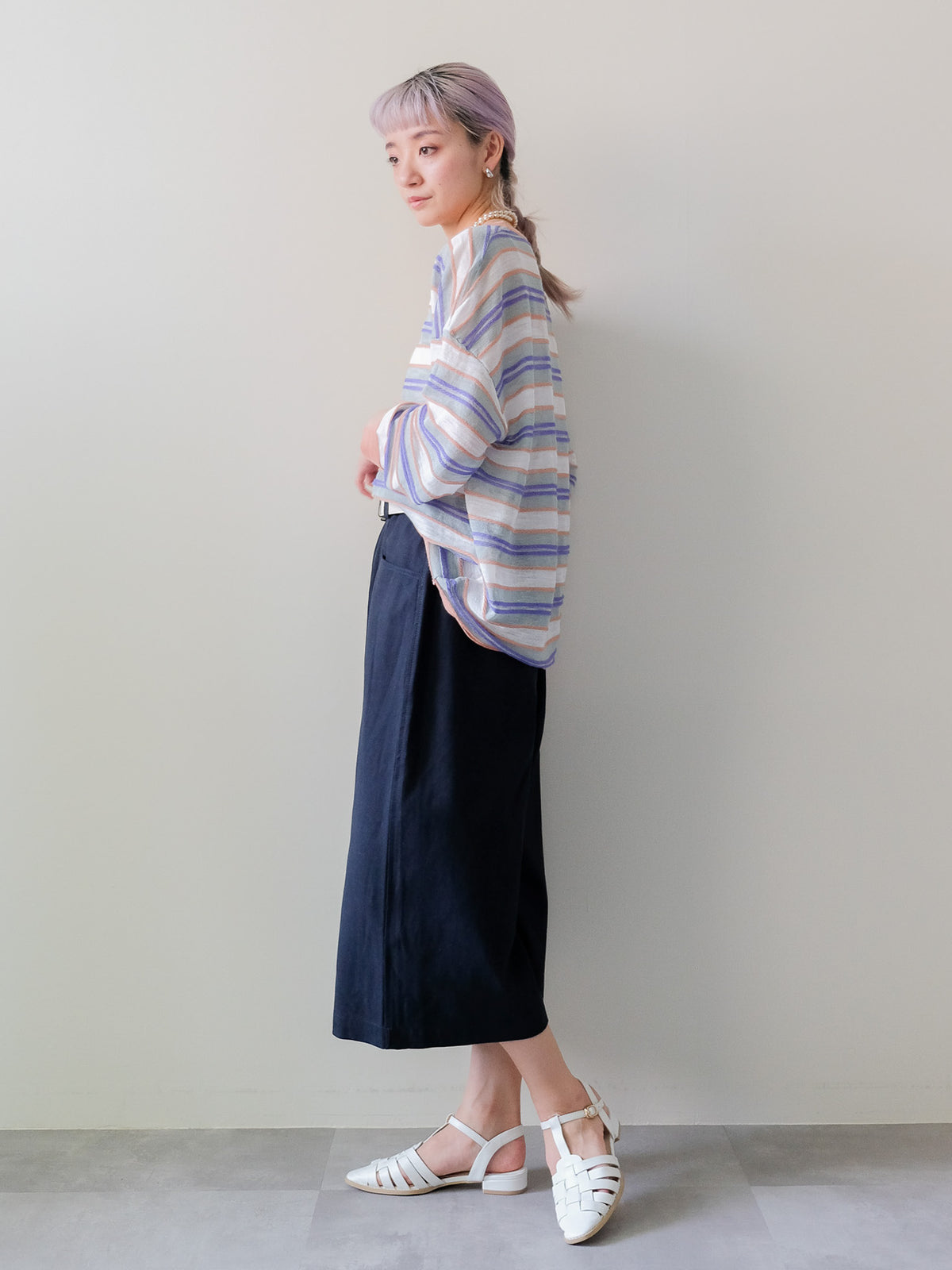 【予約商品】Belted Pleated Wide Half Pants(ベルト付きタックワイドハーフパンツ) (601619)
