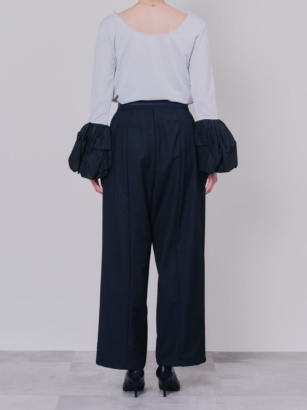 配色バルーンスリーブトップス [601371] light grey
