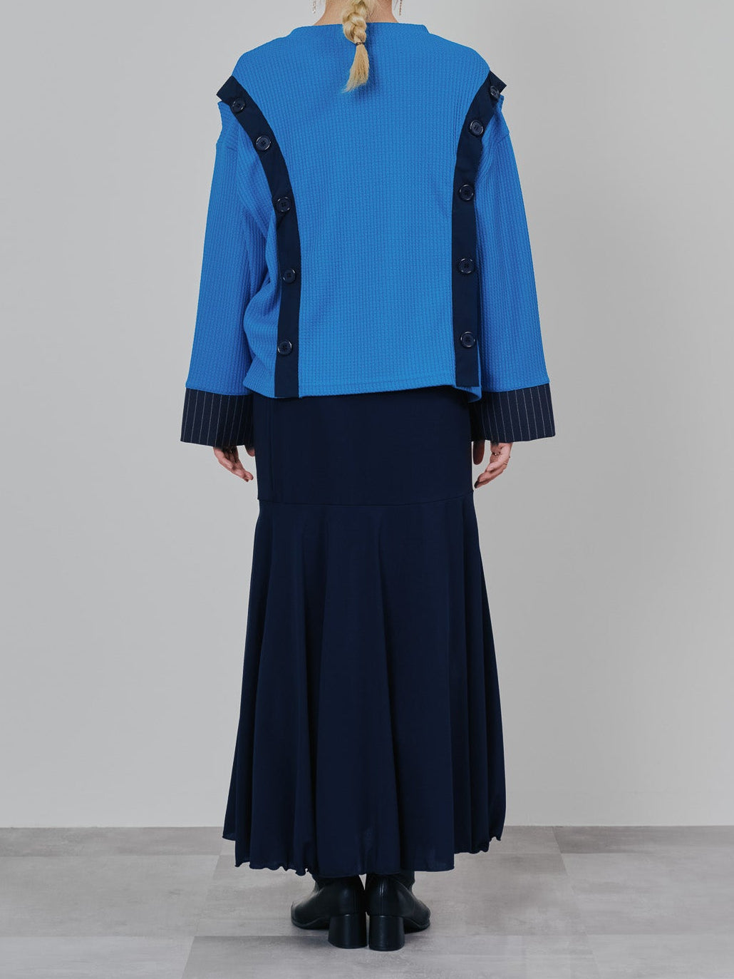ショルダーオープンワッフルニットライクトップス [601354] blue