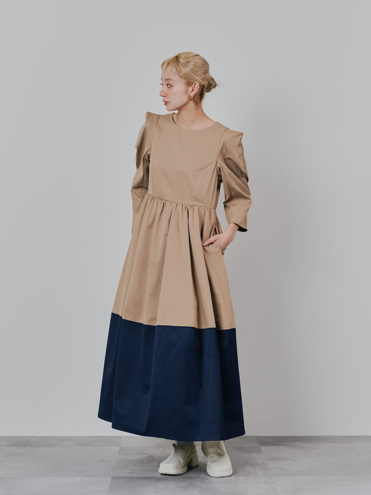 ショルダータックボリュームワンピース [601455] camel