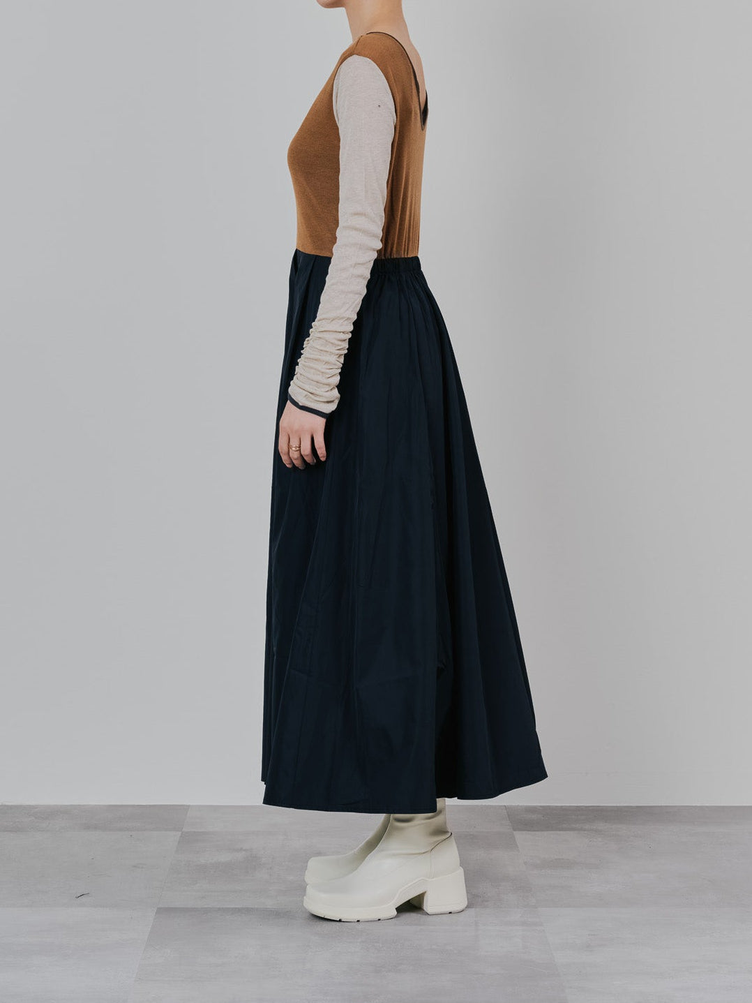 配色切替ワンピース [601417] black