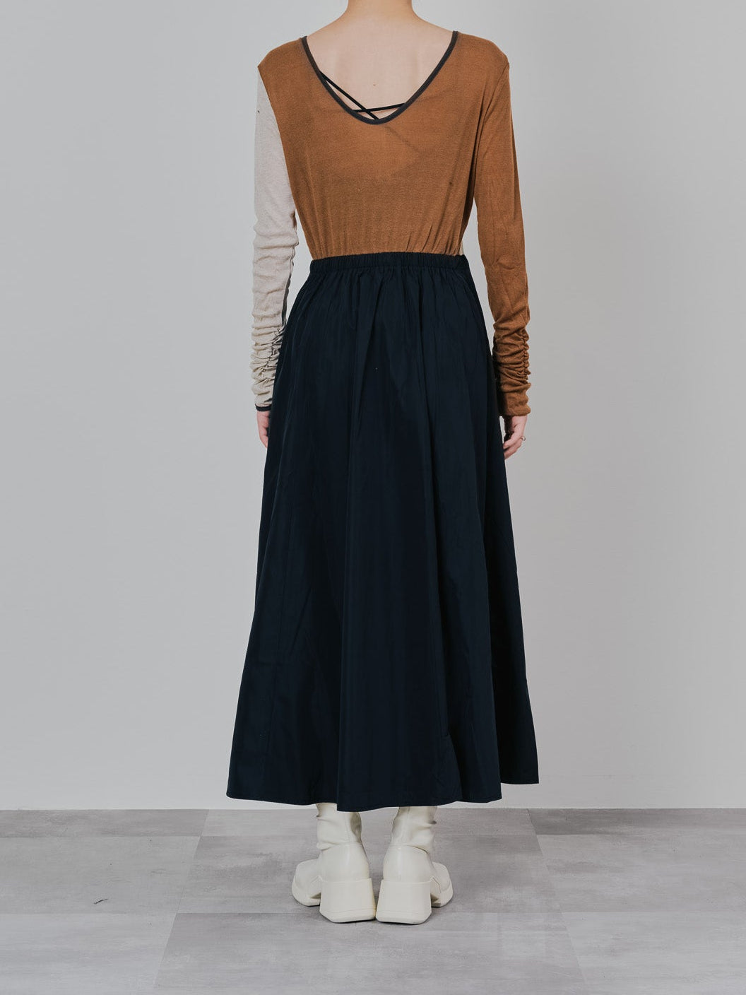 配色切替ワンピース [601417] black