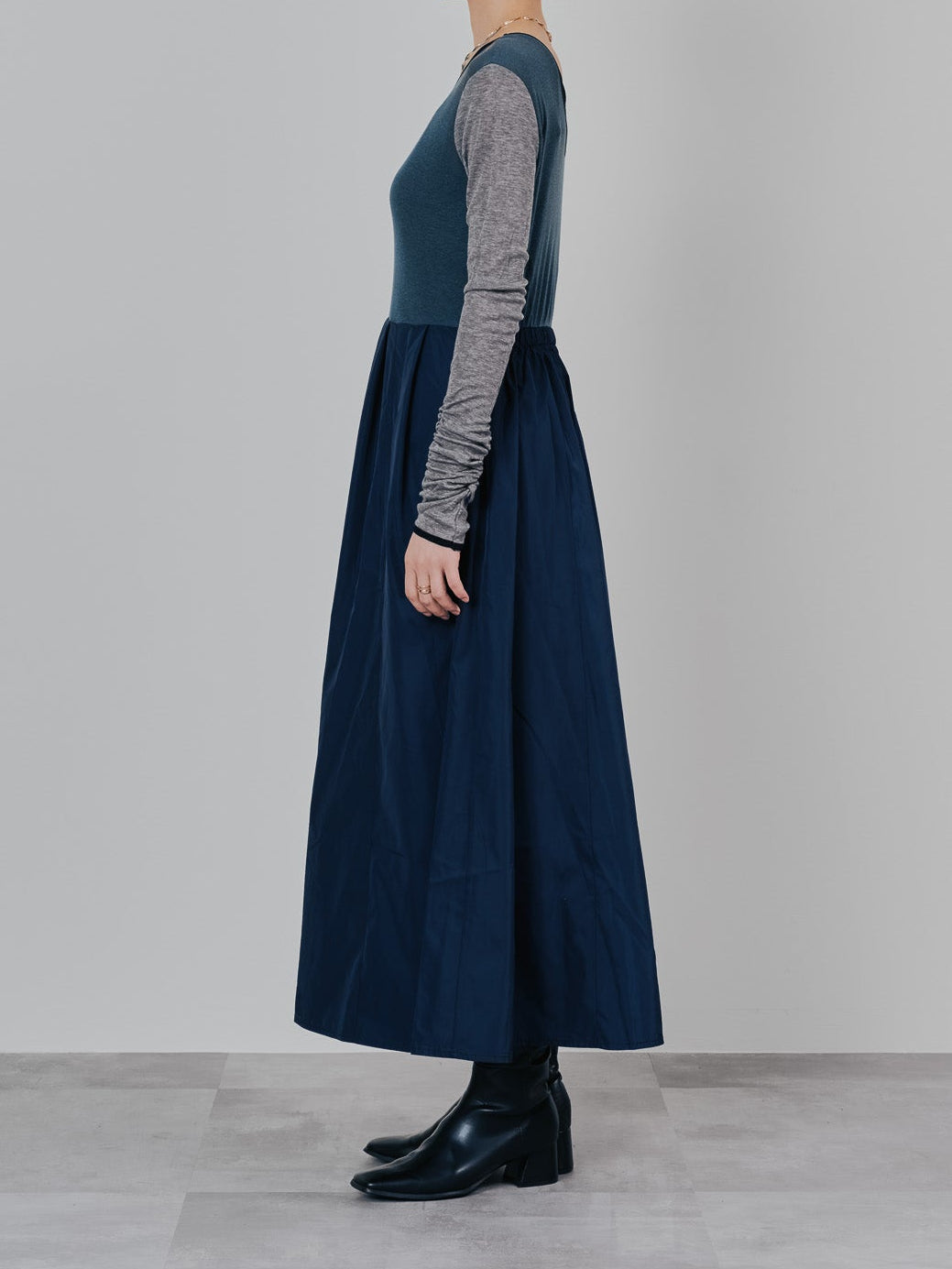 配色切替ワンピース [601417] dark navy