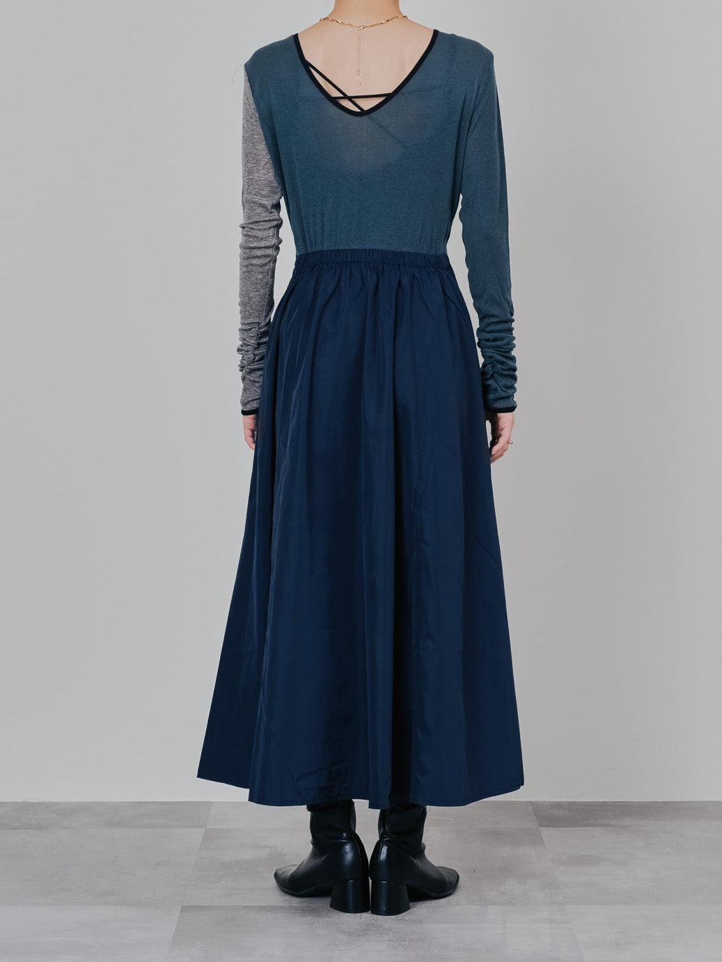 配色切替ワンピース [601417] dark navy
