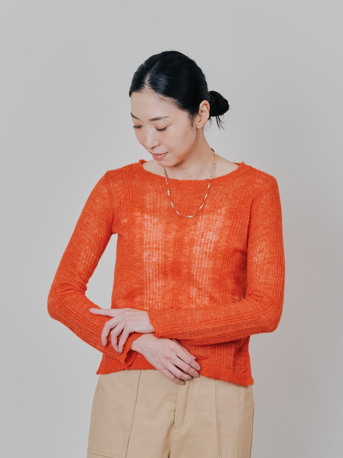 シアーモヘアニットトップス [605530] orange