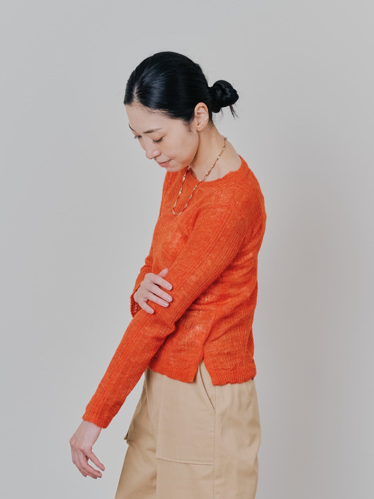シアーモヘアニットトップス [605530] orange