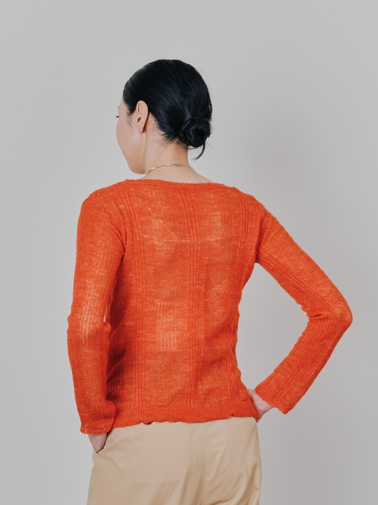 シアーモヘアニットトップス [605530] orange
