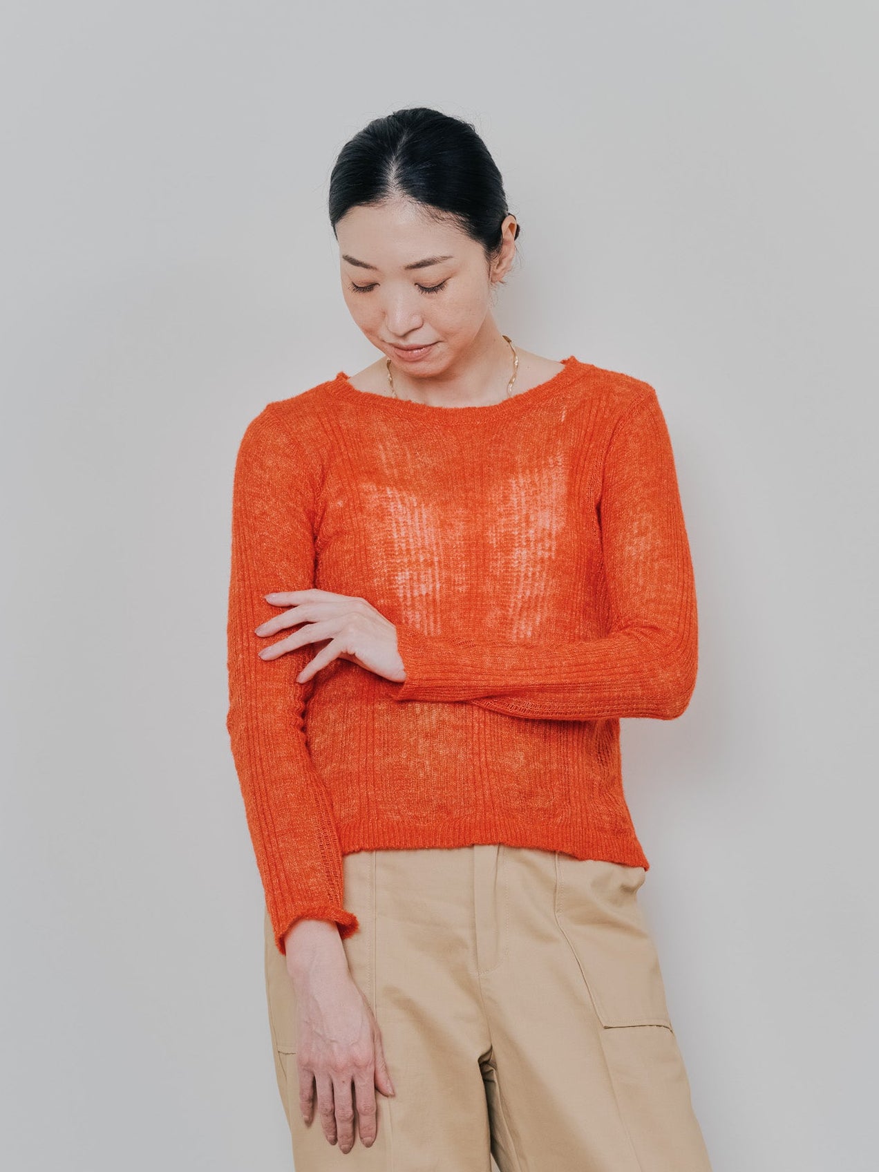 シアーモヘアニットトップス [605530] orange