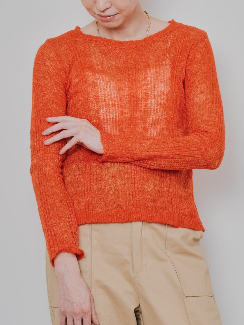 シアーモヘアニットトップス [605530] orange