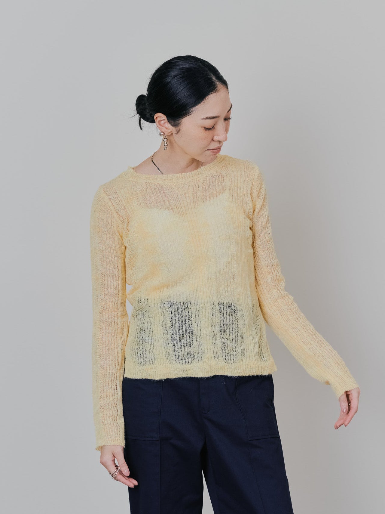 シアーモヘアニットトップス [605530] yellow