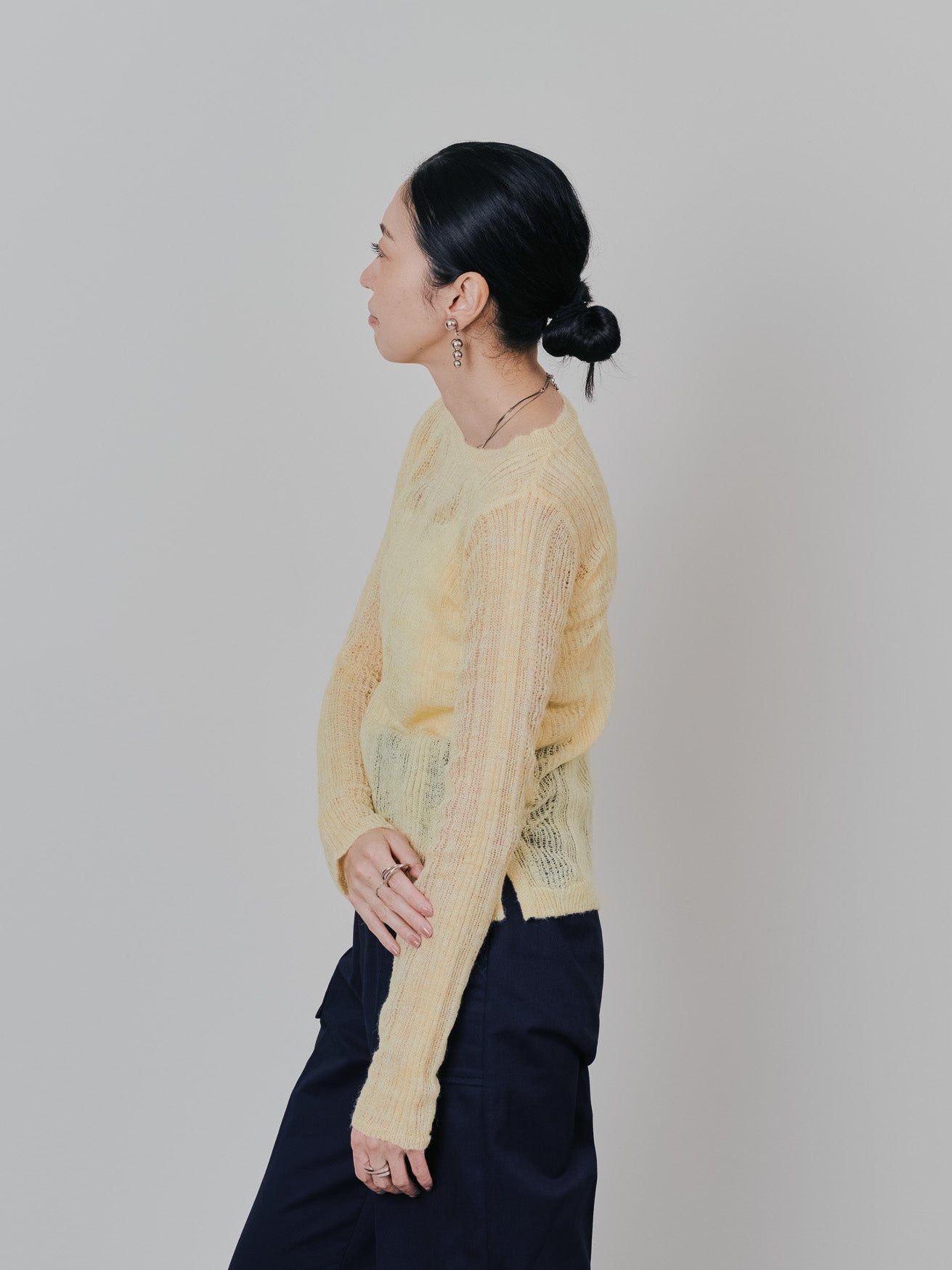 シアーモヘアニットトップス [605530] yellow