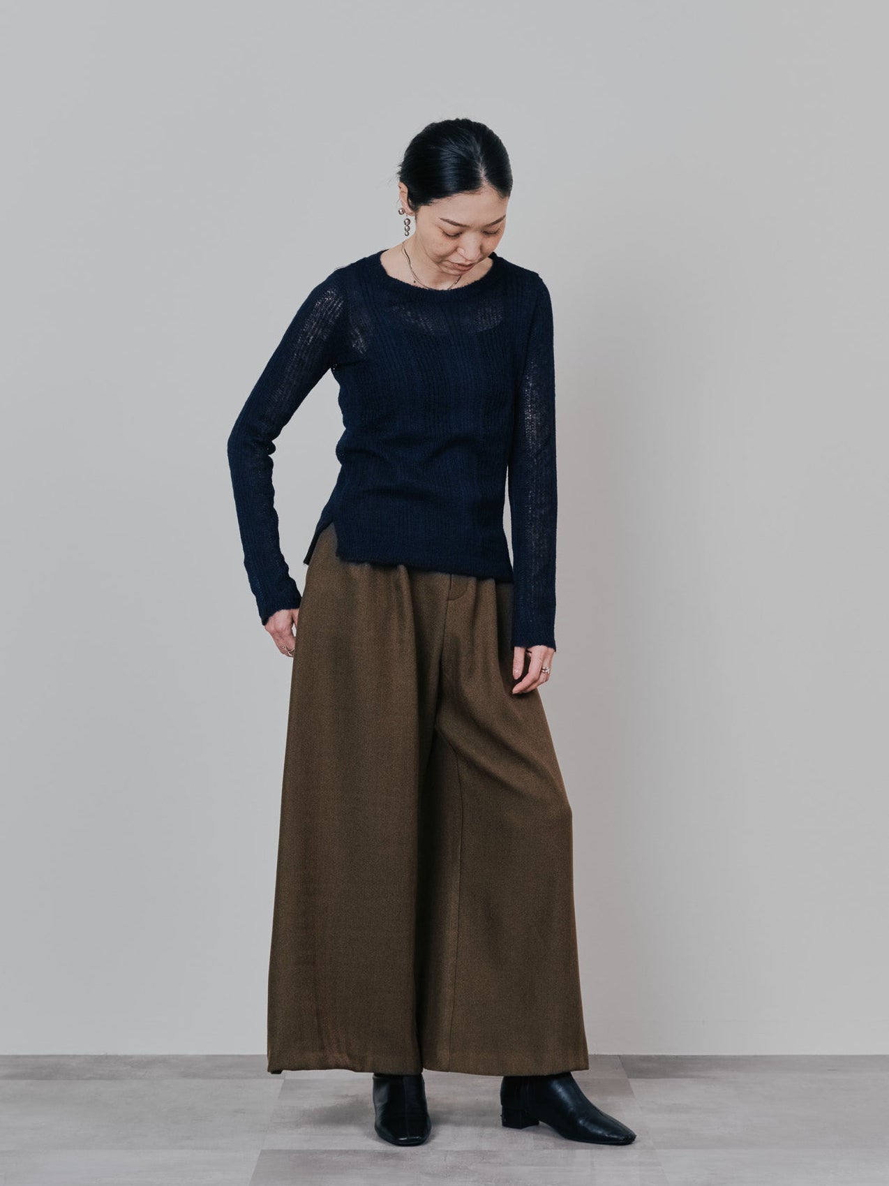 シアーモヘアニットトップス [605530] dark navy