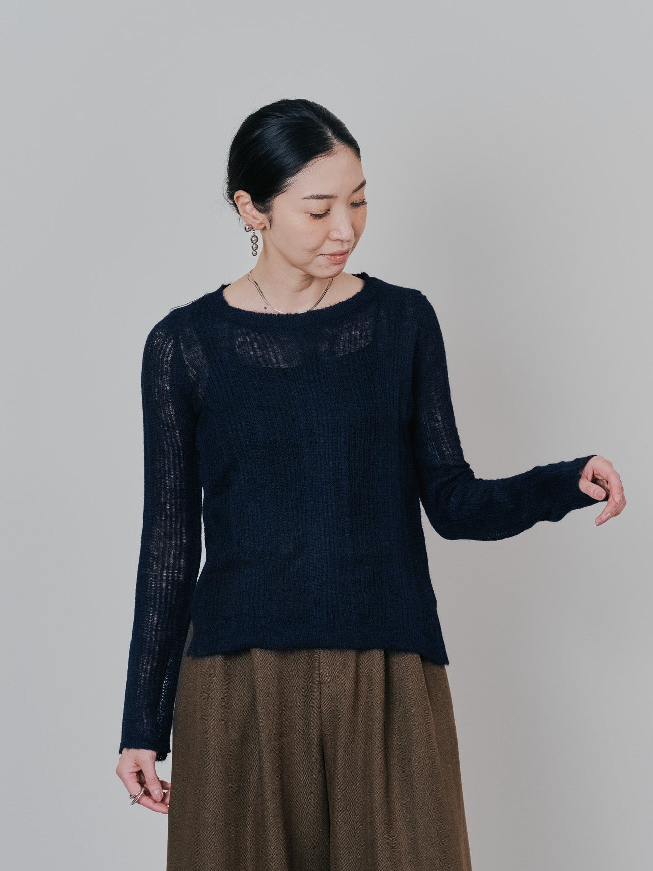 シアーモヘアニットトップス [605530] dark navy