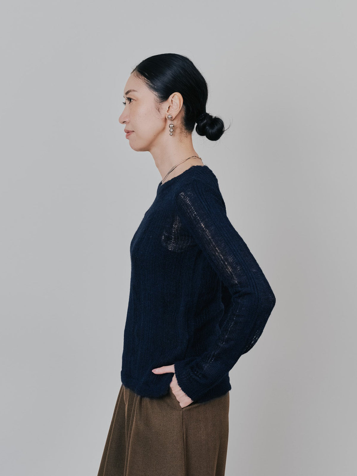 シアーモヘアニットトップス [605530] dark navy