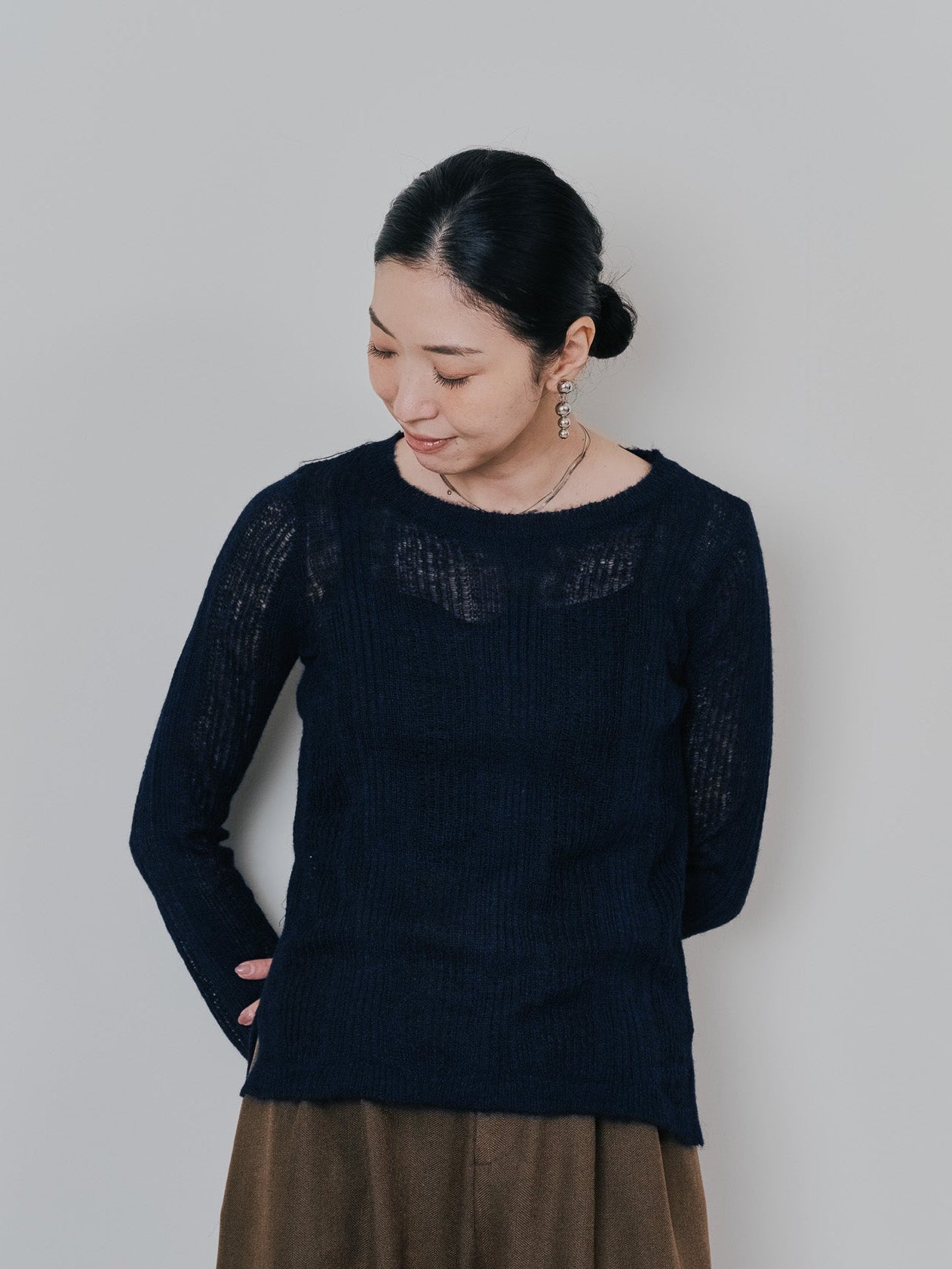 シアーモヘアニットトップス [605530] dark navy