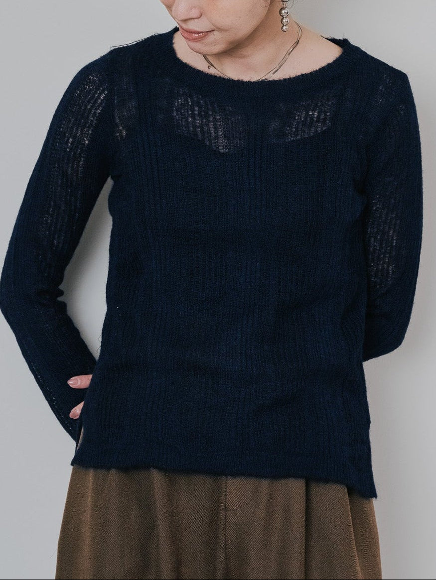 シアーモヘアニットトップス [605530] dark navy