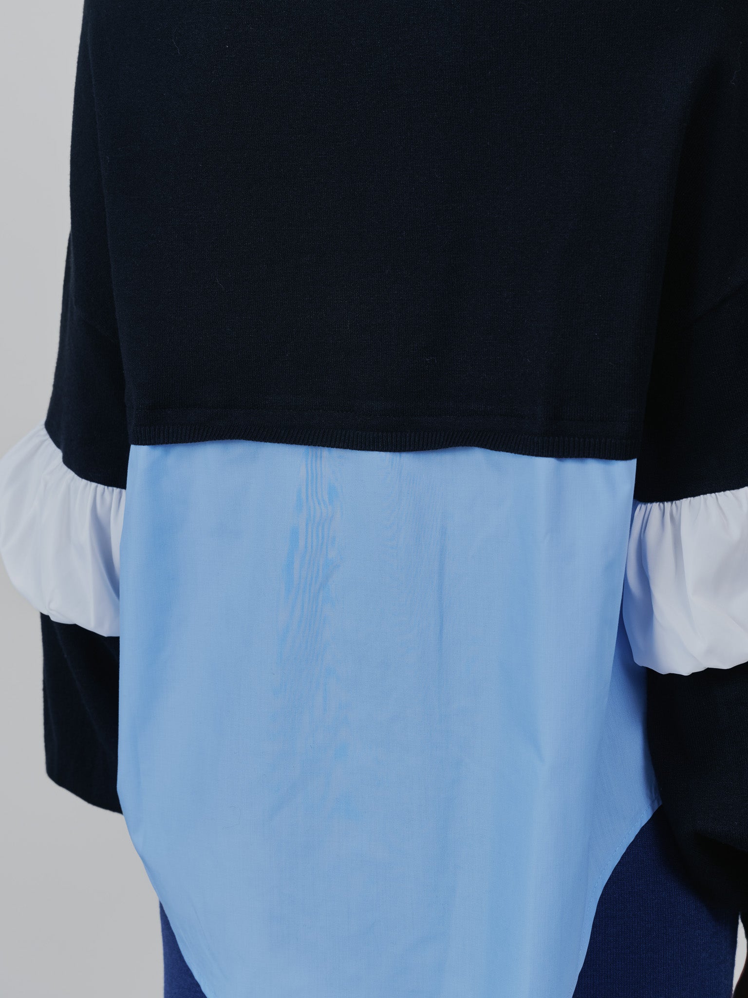 配色シャツレイヤードライクニットトップス [605535] blue