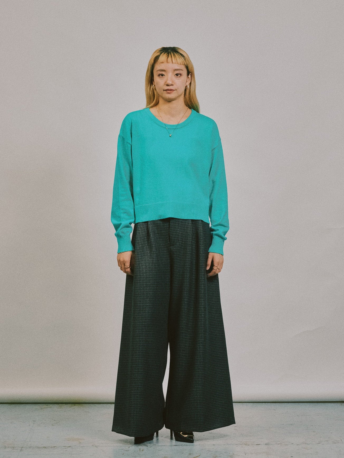 バックスリットカシミアニットトップス [605550] green