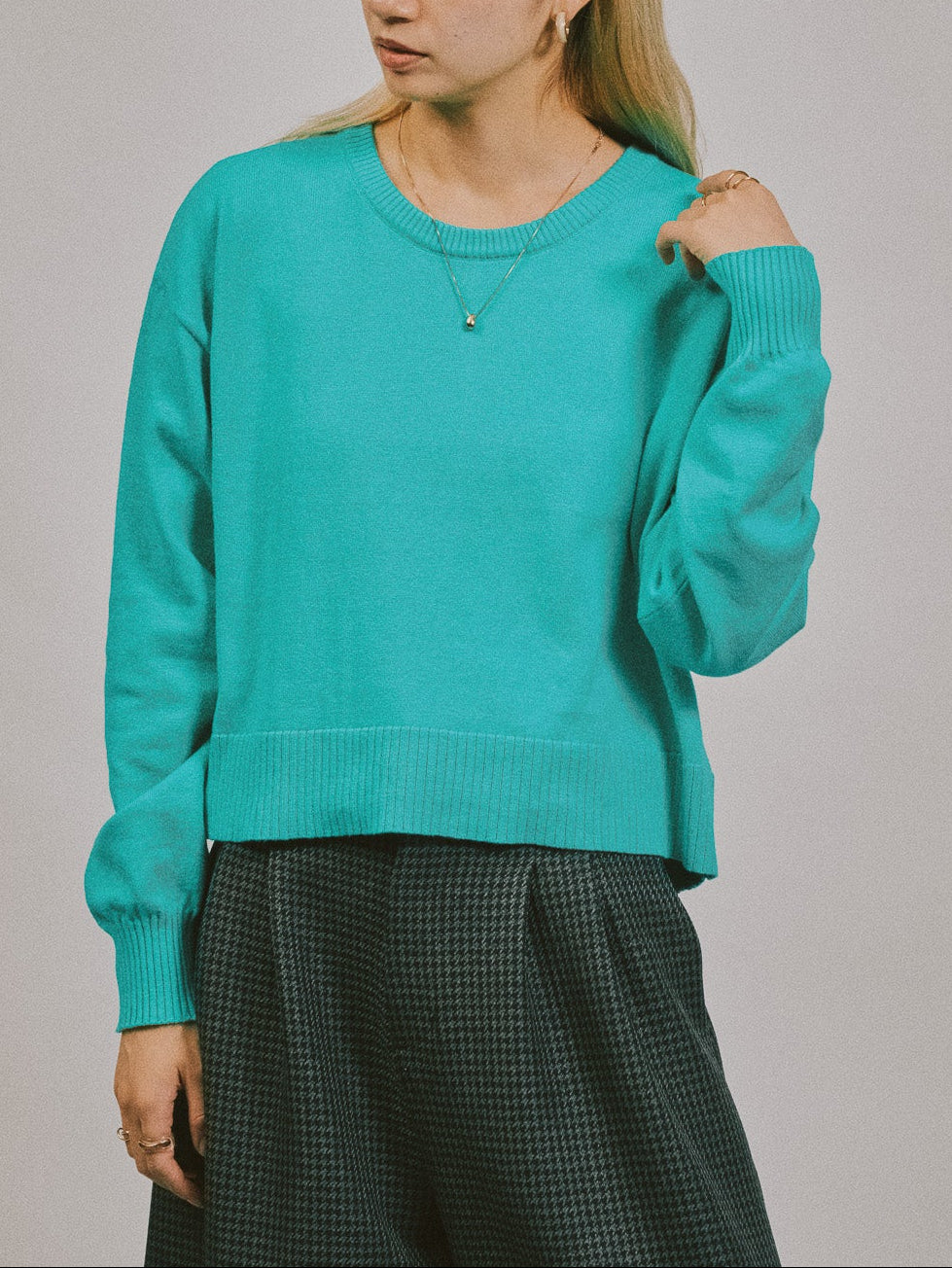 バックスリットカシミアニットトップス [605550] green
