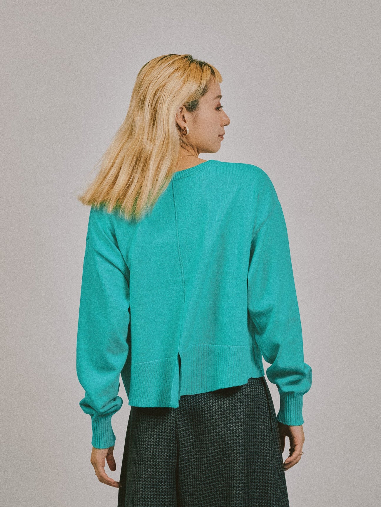 バックスリットカシミアニットトップス [605550] green