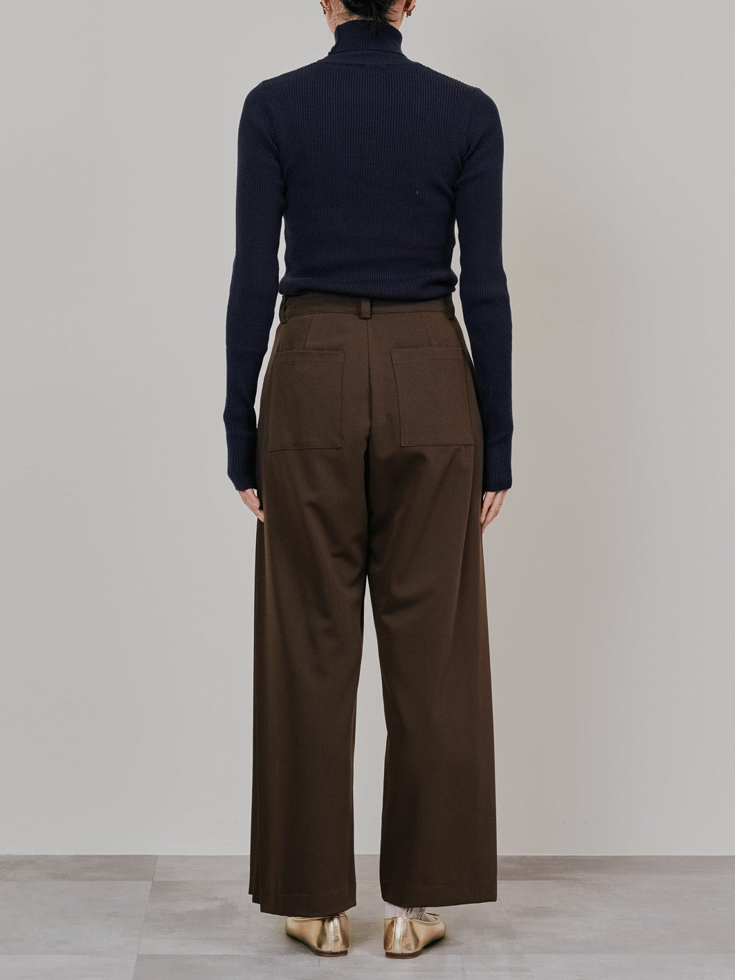 リブタートルニットトップス [605548] navy