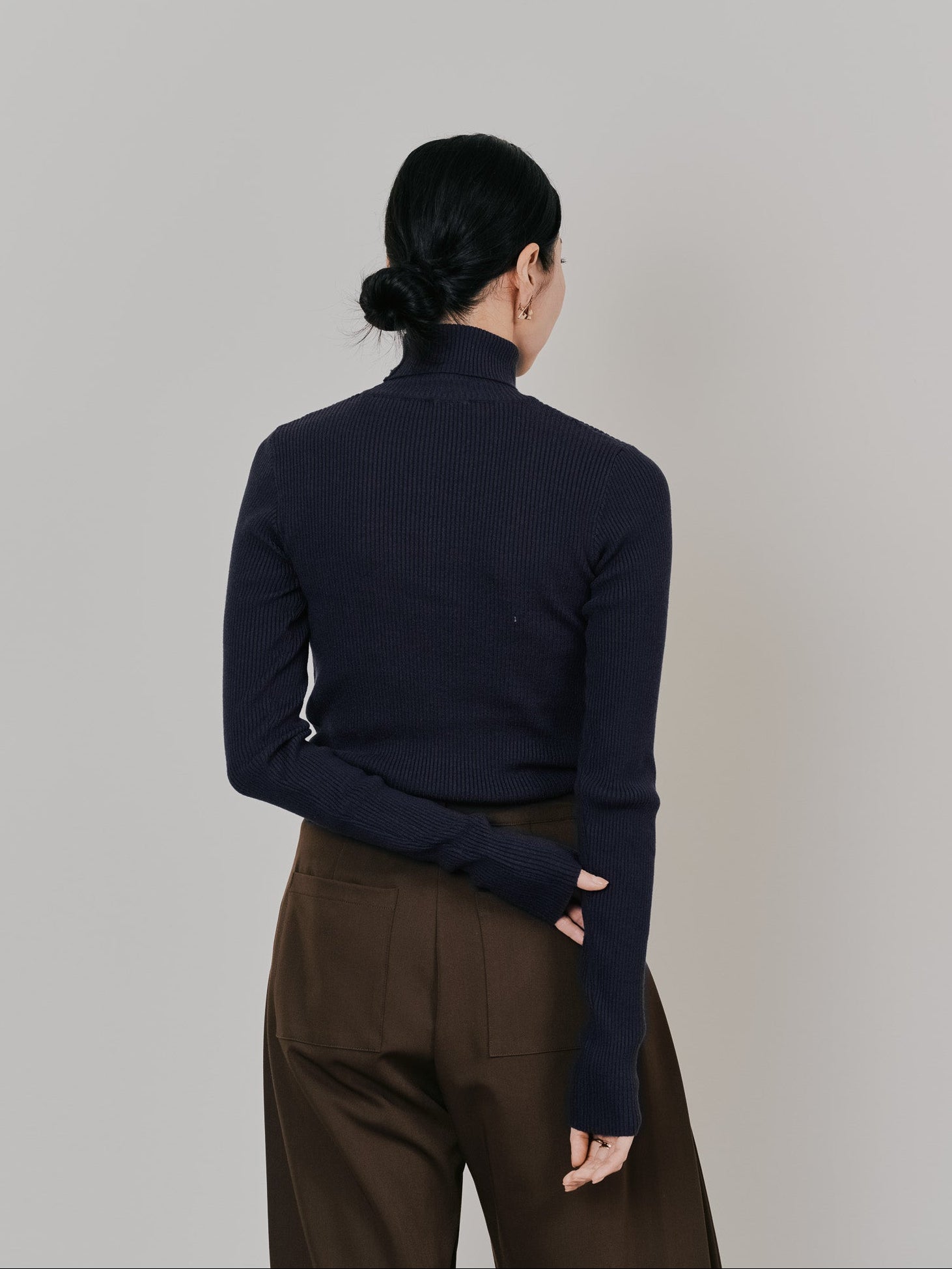 リブタートルニットトップス [605548] navy