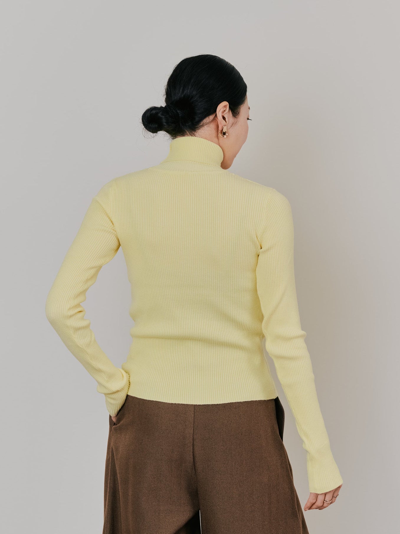 リブタートルニットトップス [605548] yellow