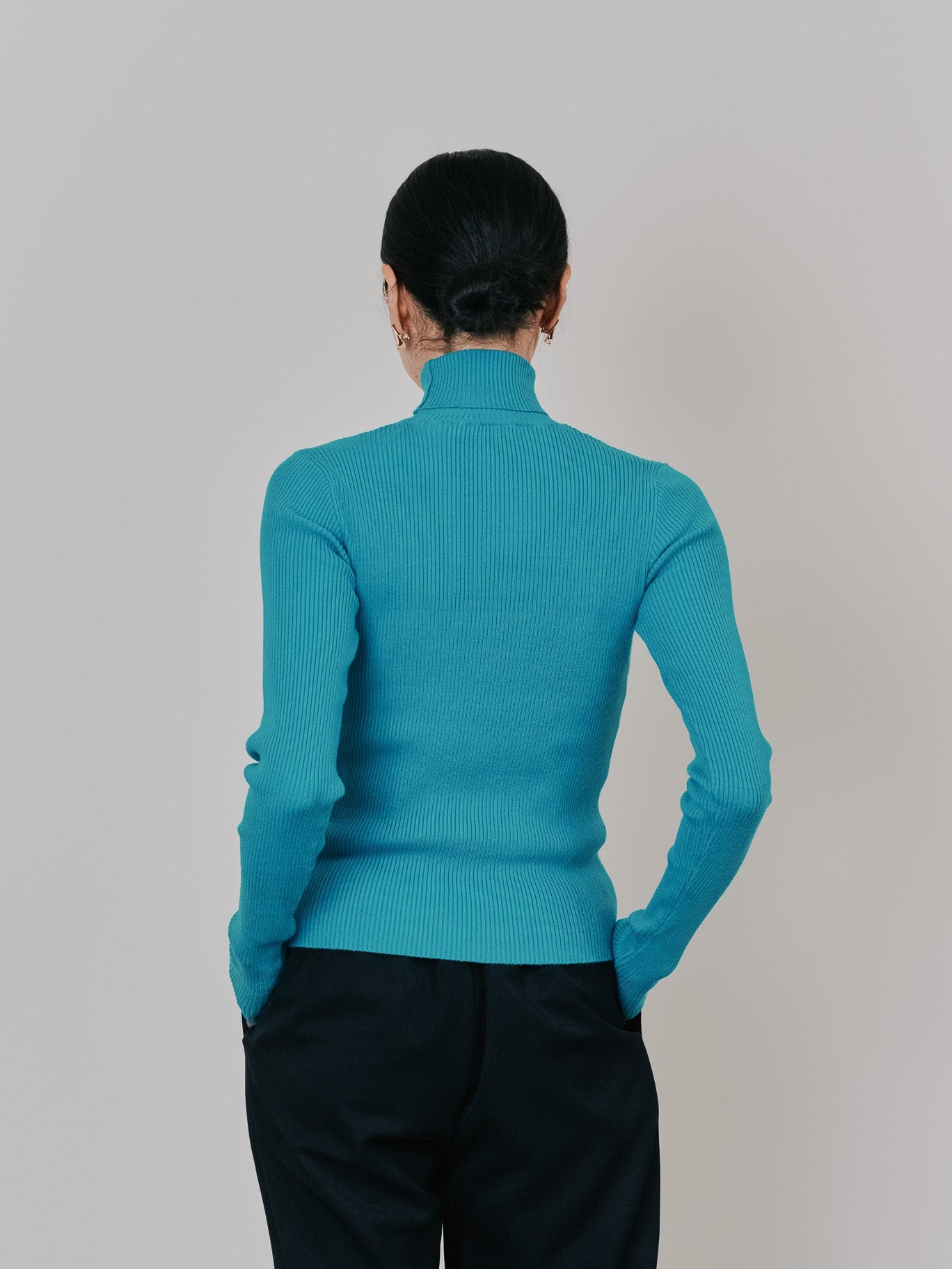 リブタートルニットトップス [605548] turquoise