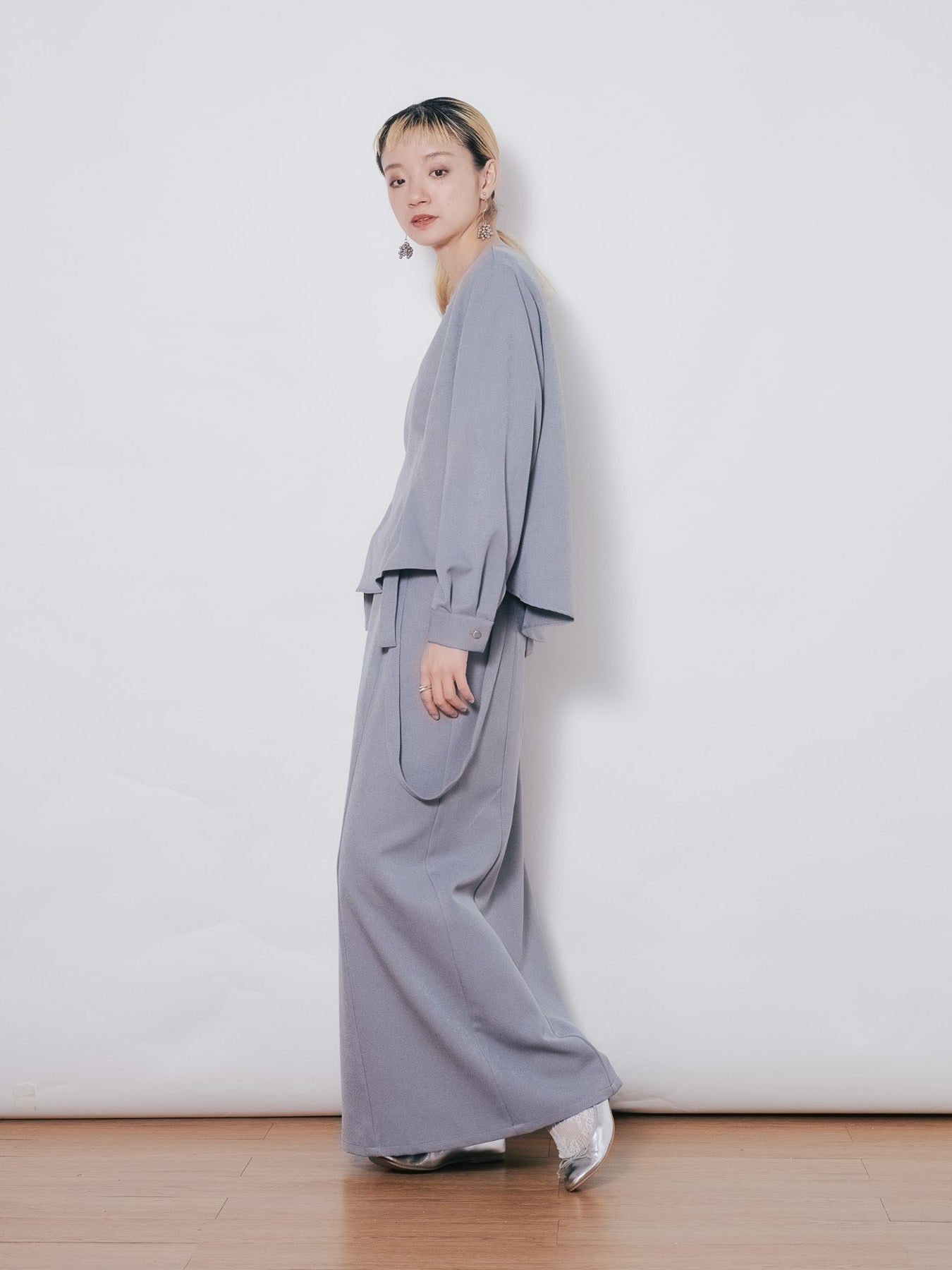 サスペンダー付ソフトAラインスカート [608328] grey