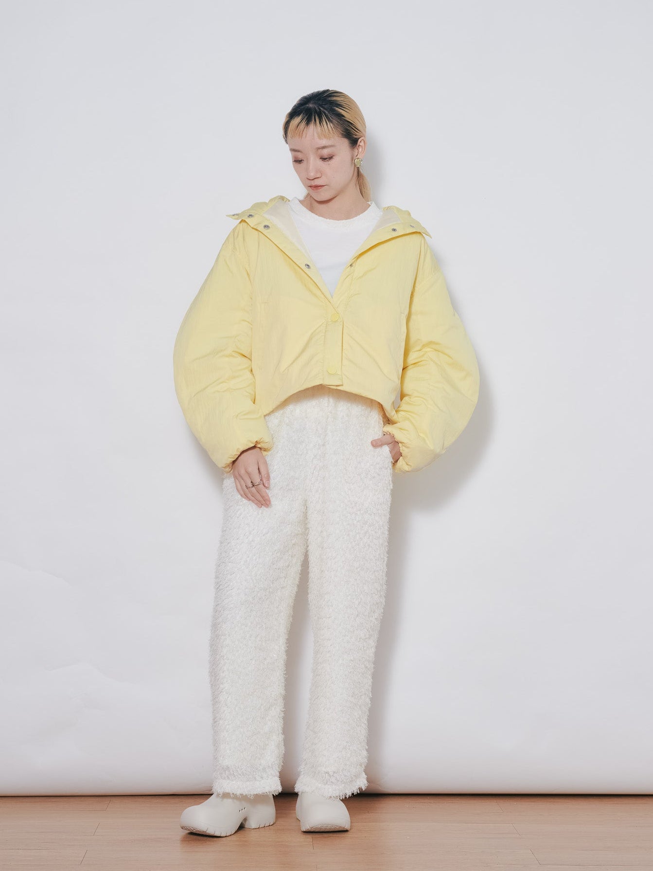 ショート丈ボリューム中綿ジャケット [601421] yellow