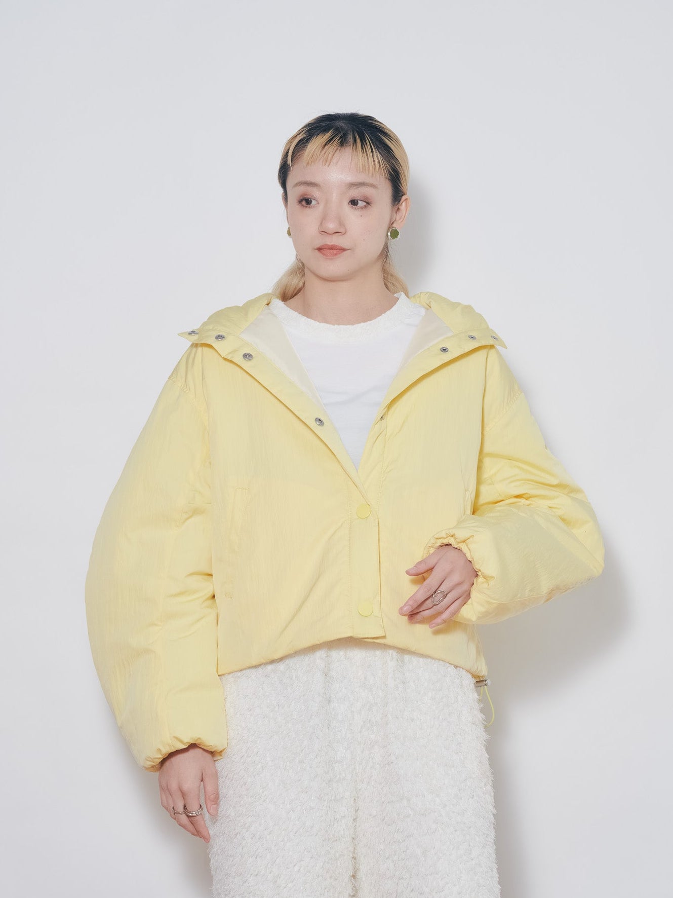 ショート丈ボリューム中綿ジャケット [601421] yellow