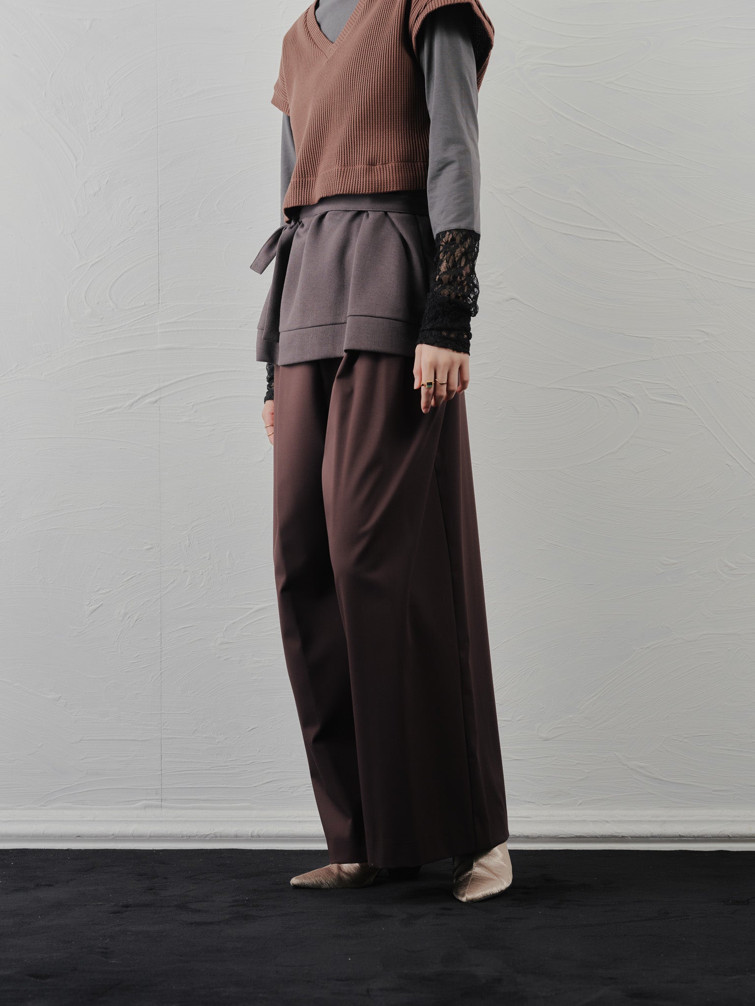 ベロアサスペンダー付パンツ [603332] brown