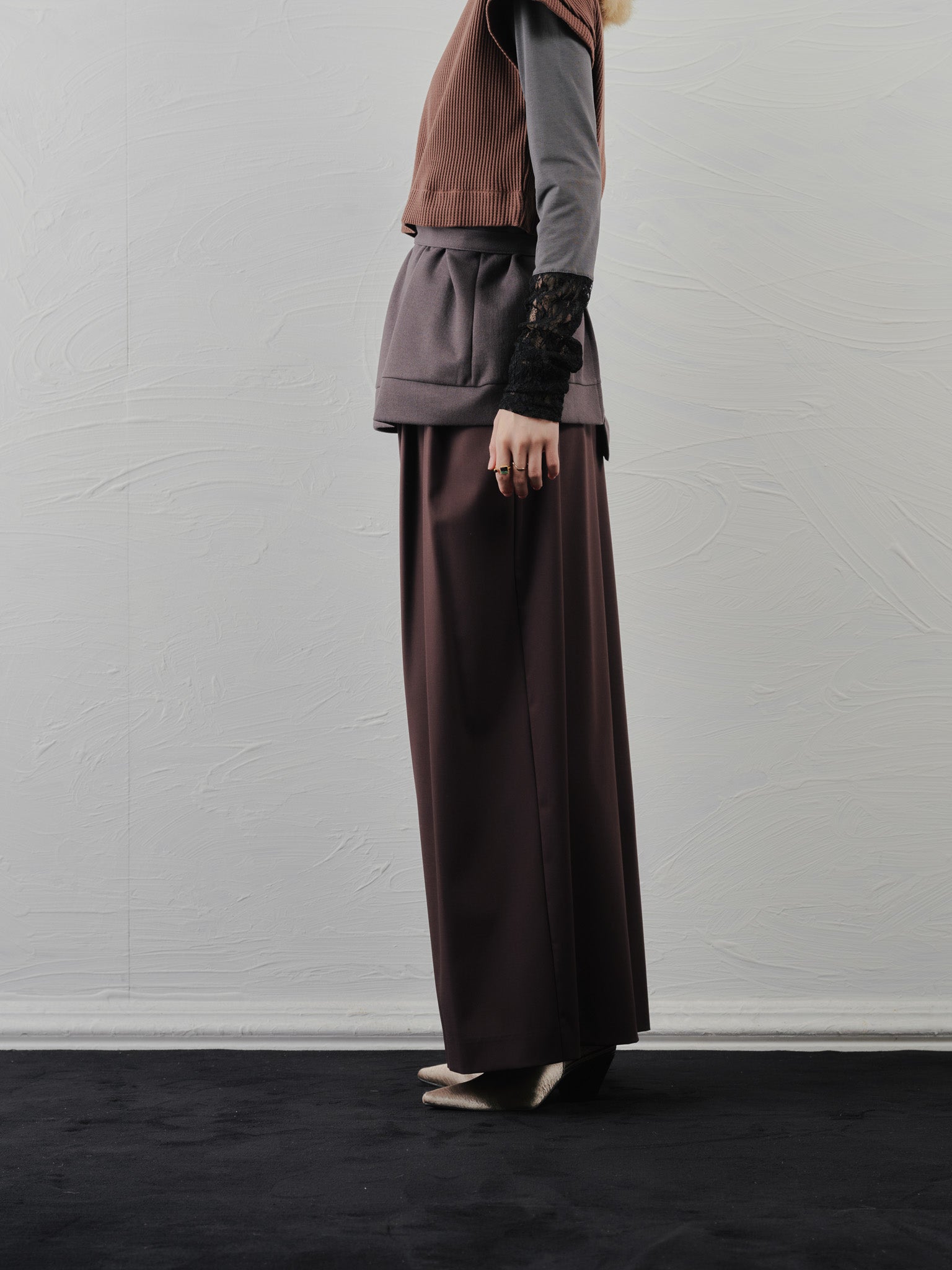 ベロアサスペンダー付パンツ [603332] brown