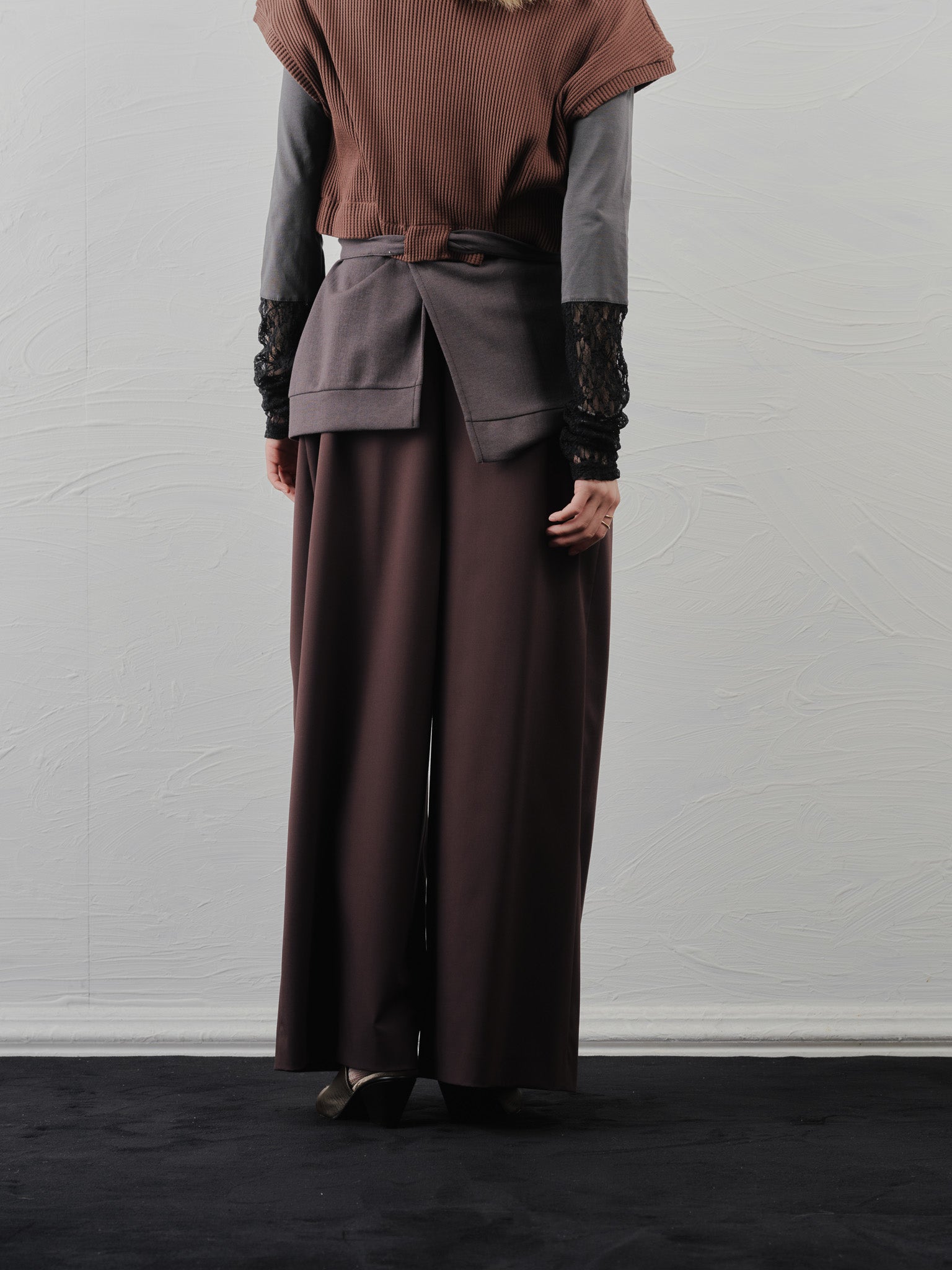 ベロアサスペンダー付パンツ [603332] brown