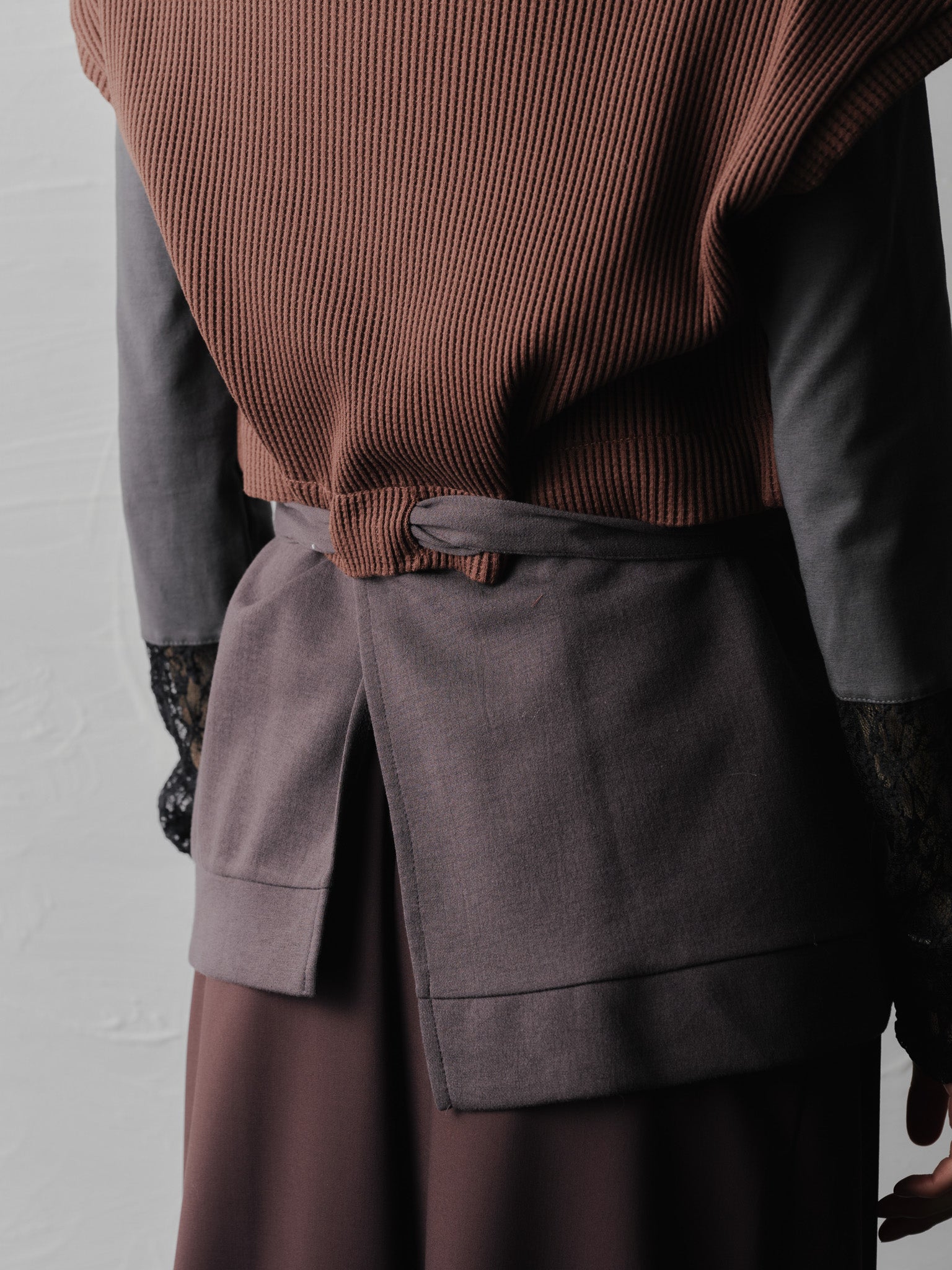 ヘム2WAYワッフルベスト [601355] brown