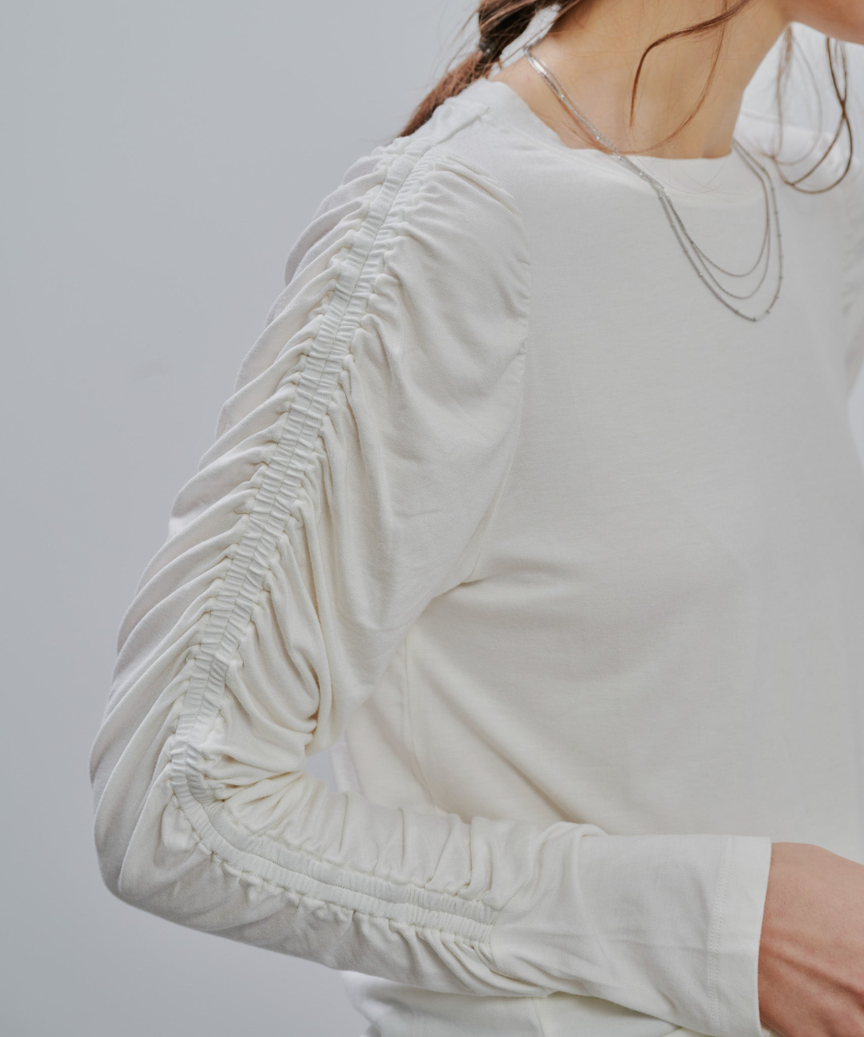Gather Sleeve Tops [603343] off(01)