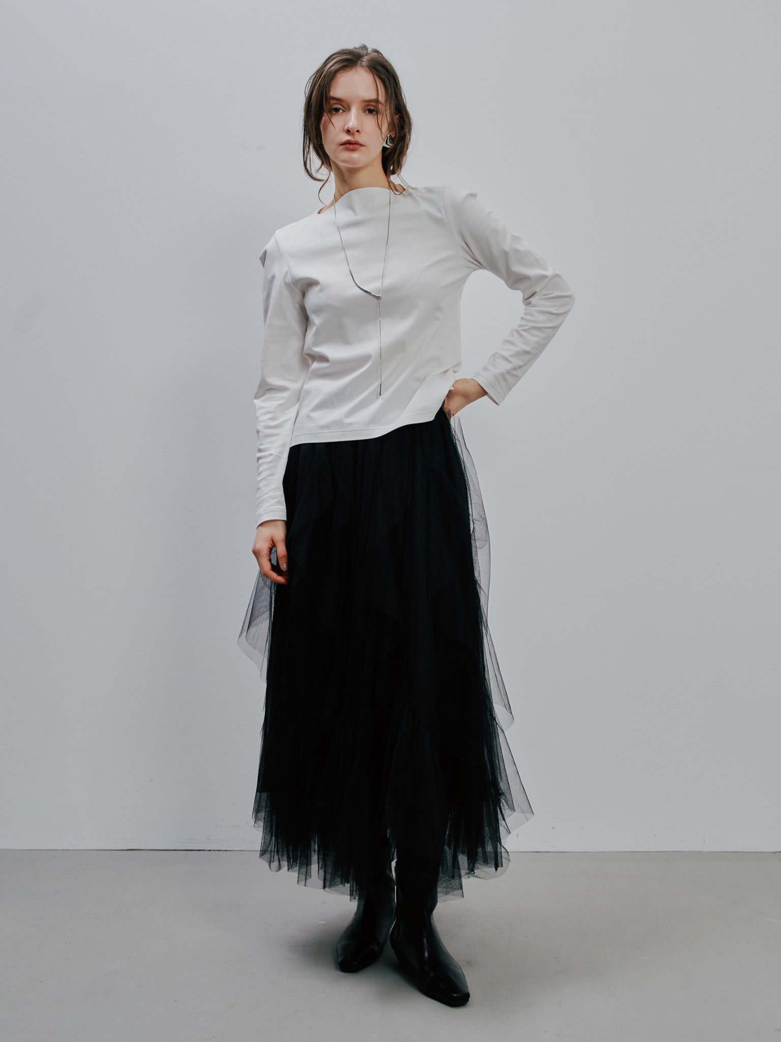Tulle Frill Skirt [603346]Black(99)