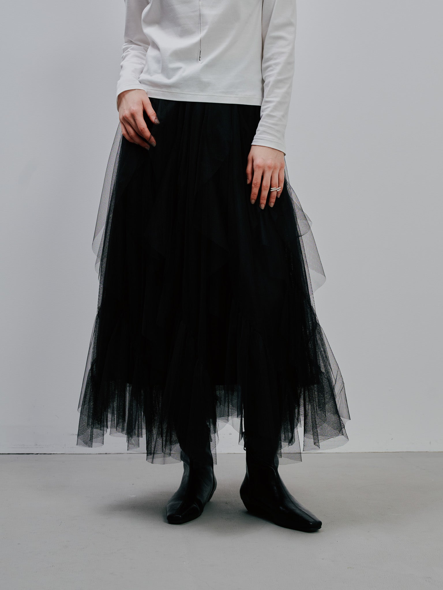 Tulle Frill Skirt [603346]Black(99)