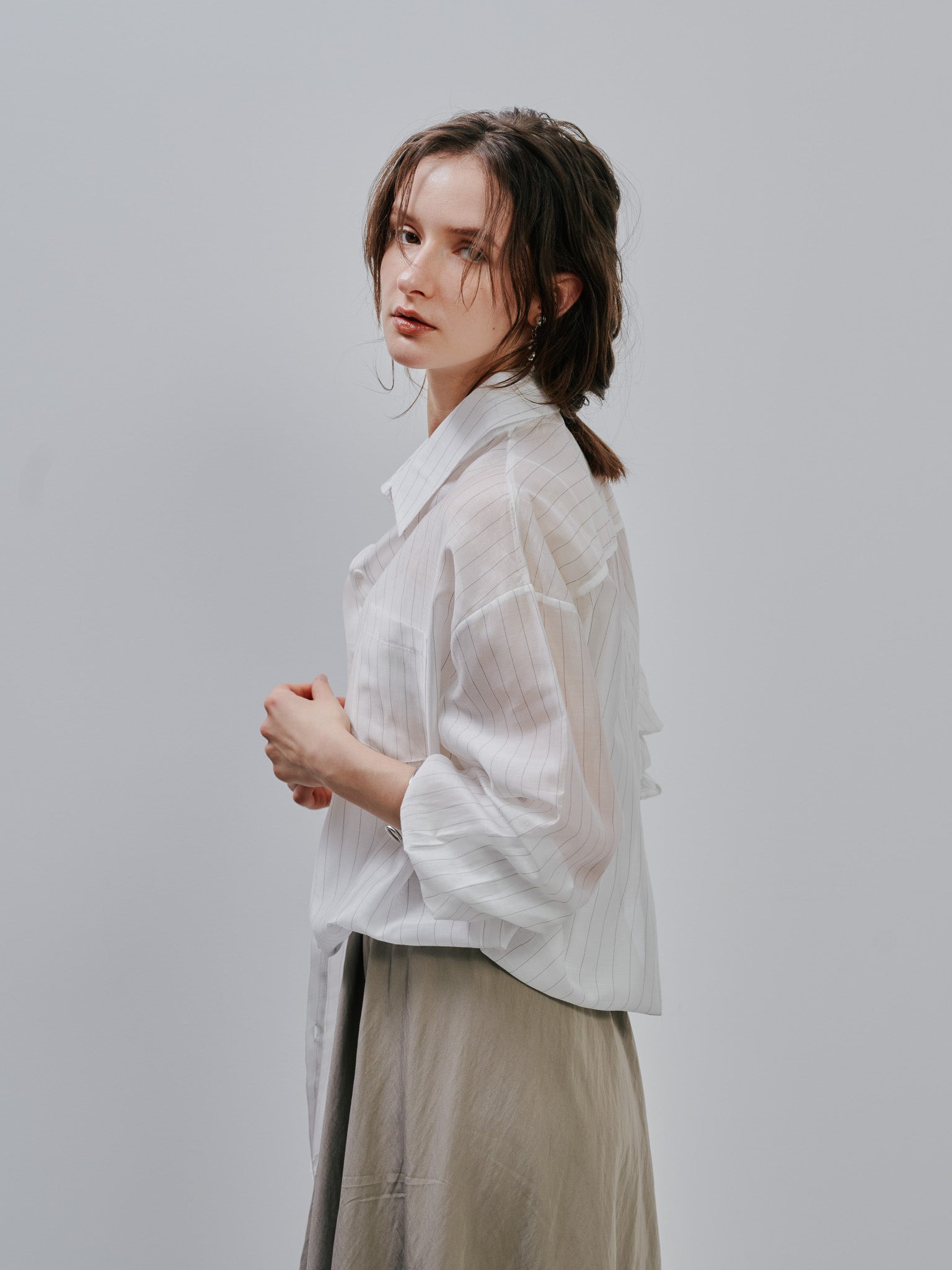 Stripe Sheer Shirt [603370] off(01)