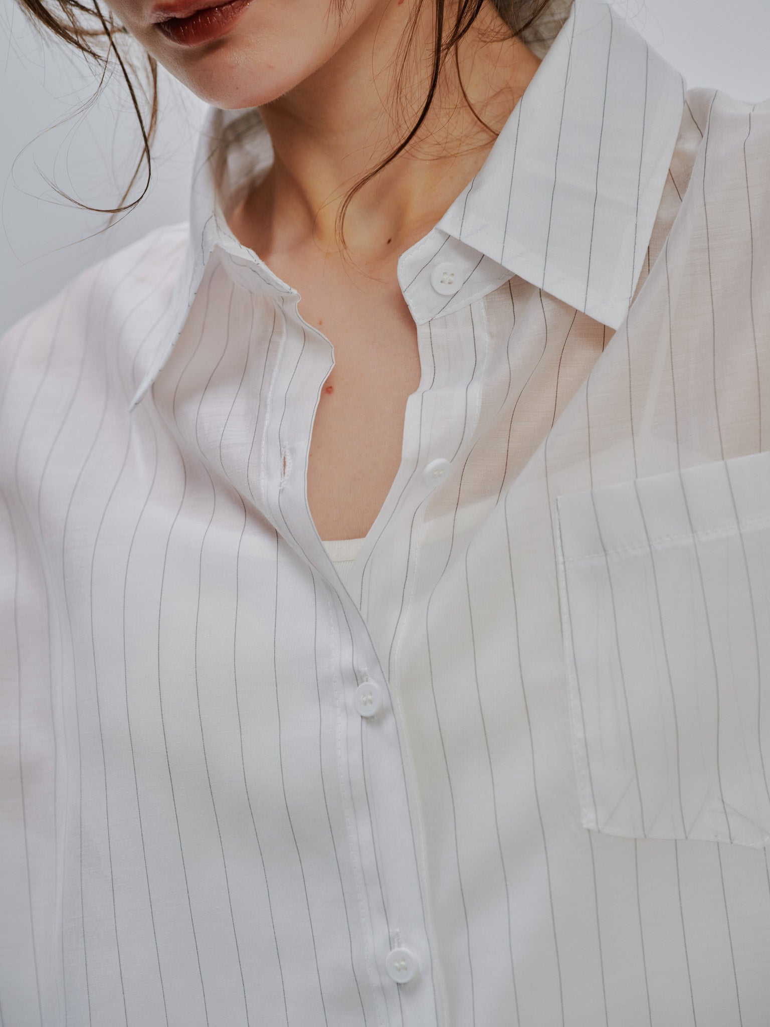 Stripe Sheer Shirt [603370] off(01)